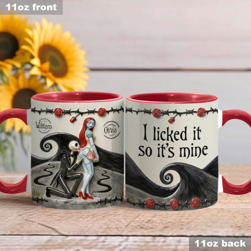 Personalized Accent Mug with I Licked It So It's Mine Design for Couples | Christmas Gift Mug GradoCreations