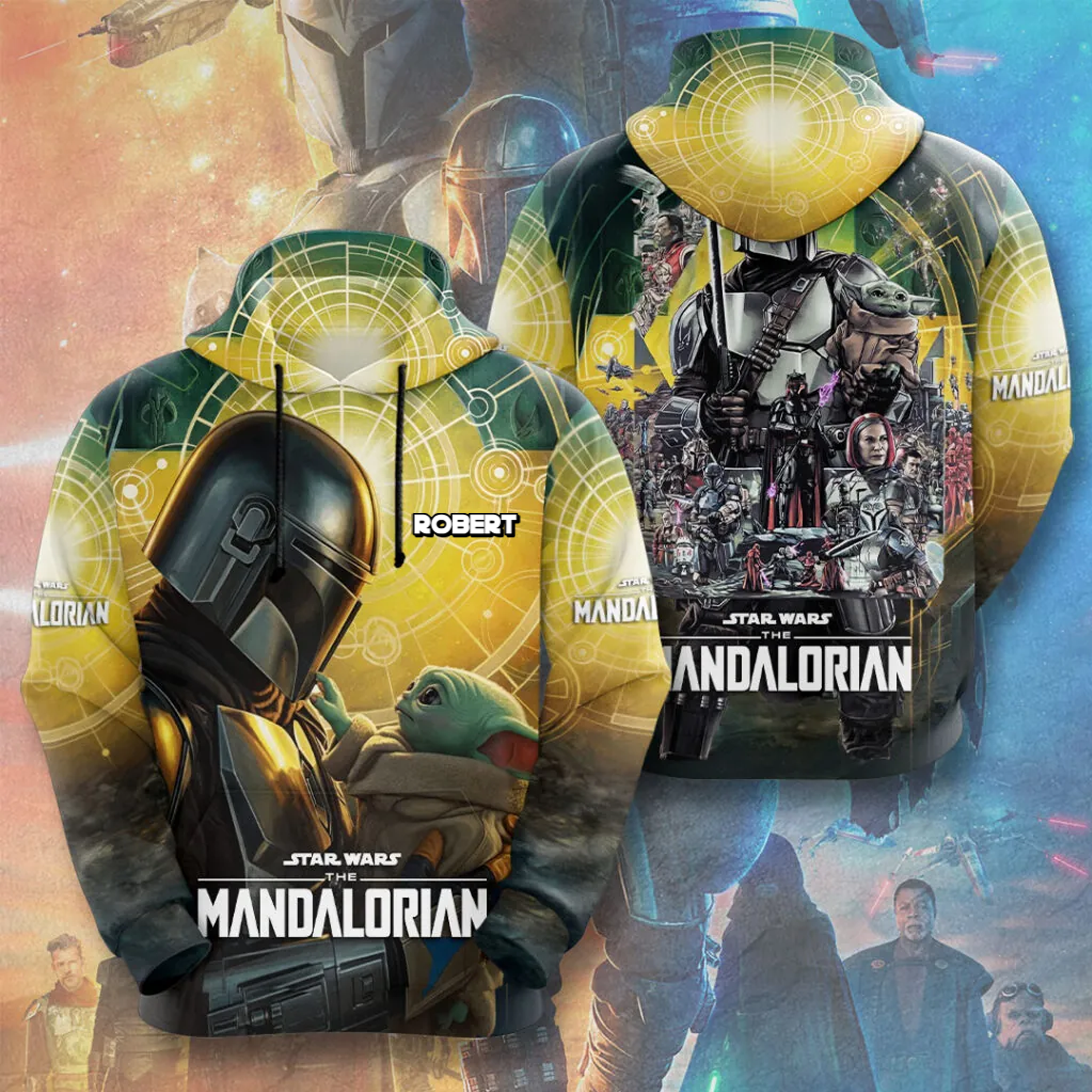 Personalized The Mandalorian All Over Shirt Custom Name Gift for Fans