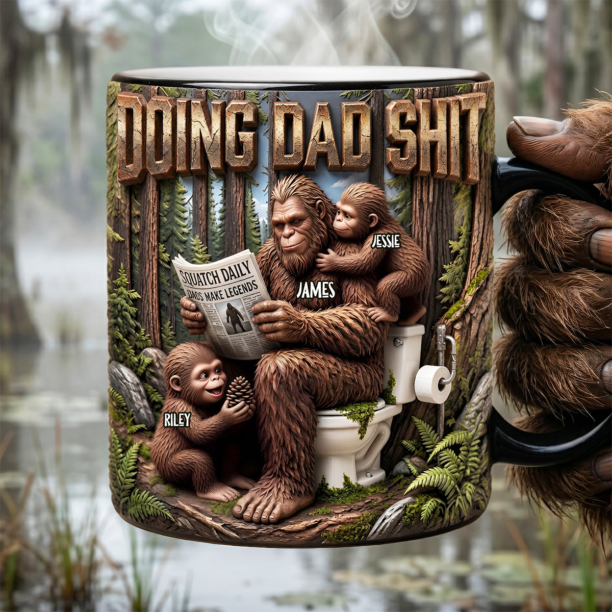 Personalized Funny Squatch Dad Mug Gift for Dad | Color Changing