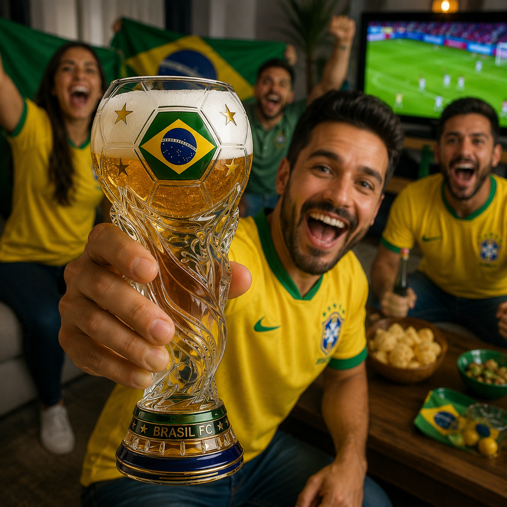 Personalized Trophy Beer Glass for Football Fans | Brazil World Cup Gift