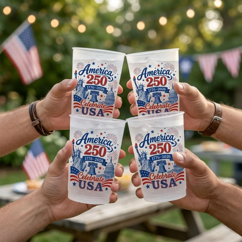 Frosted Patriot Cups Celebrate America's 250th Anniversary Gift for Family