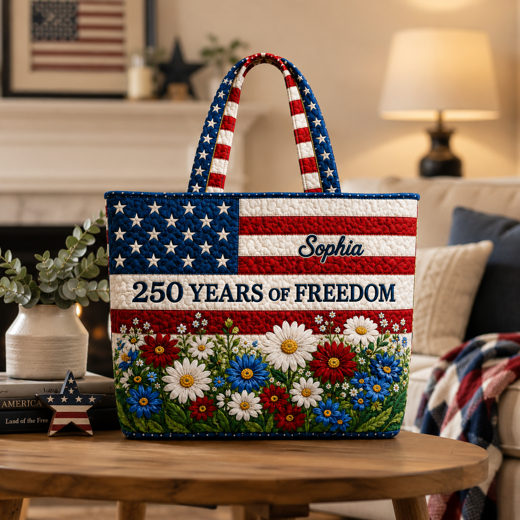 Personalized Quilted Tote Bag 250 Years of Freedom Gift for Her