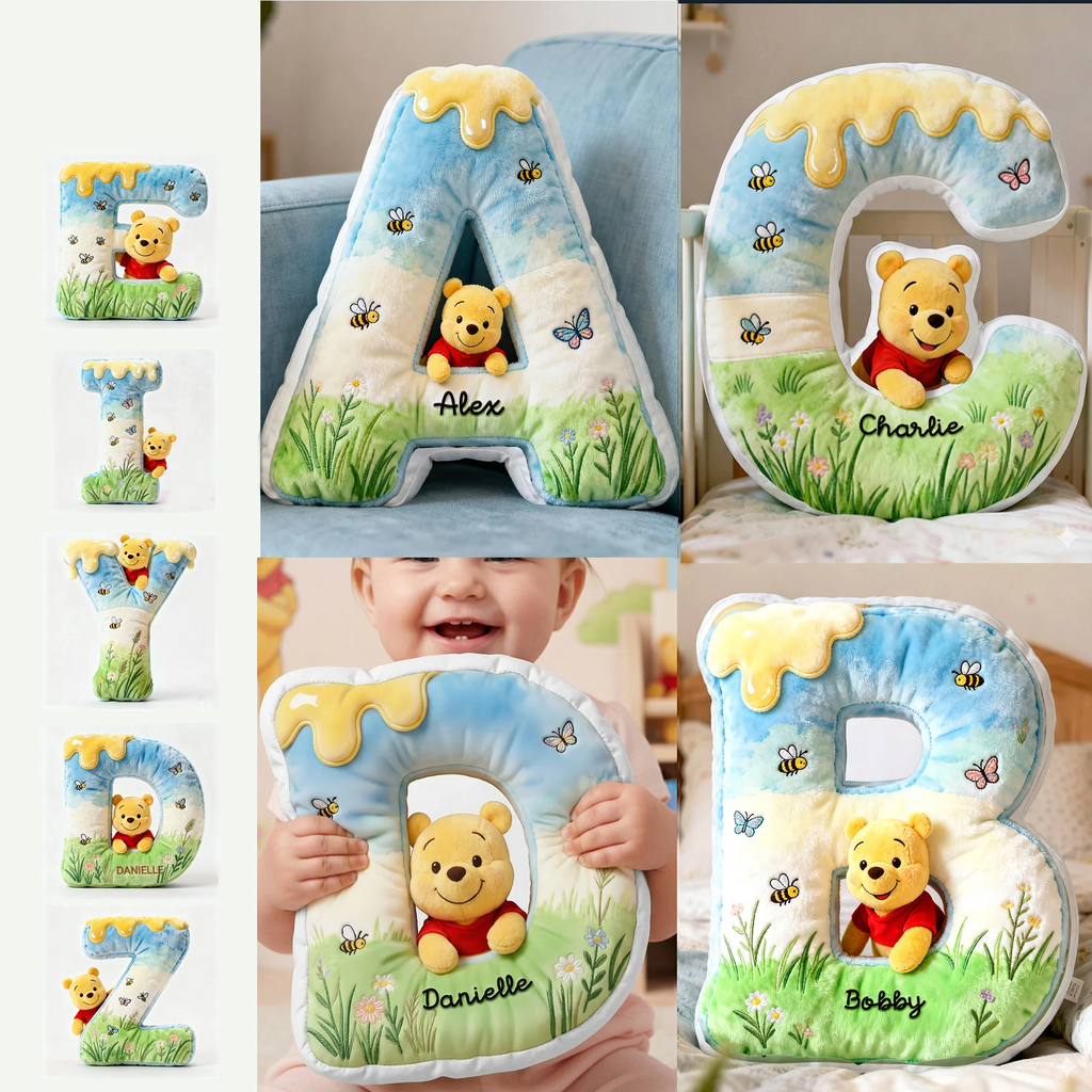 Personalized Winnie the Pooh Themed Shaped Pillow for Kids Gift Pillow GradoCreations
