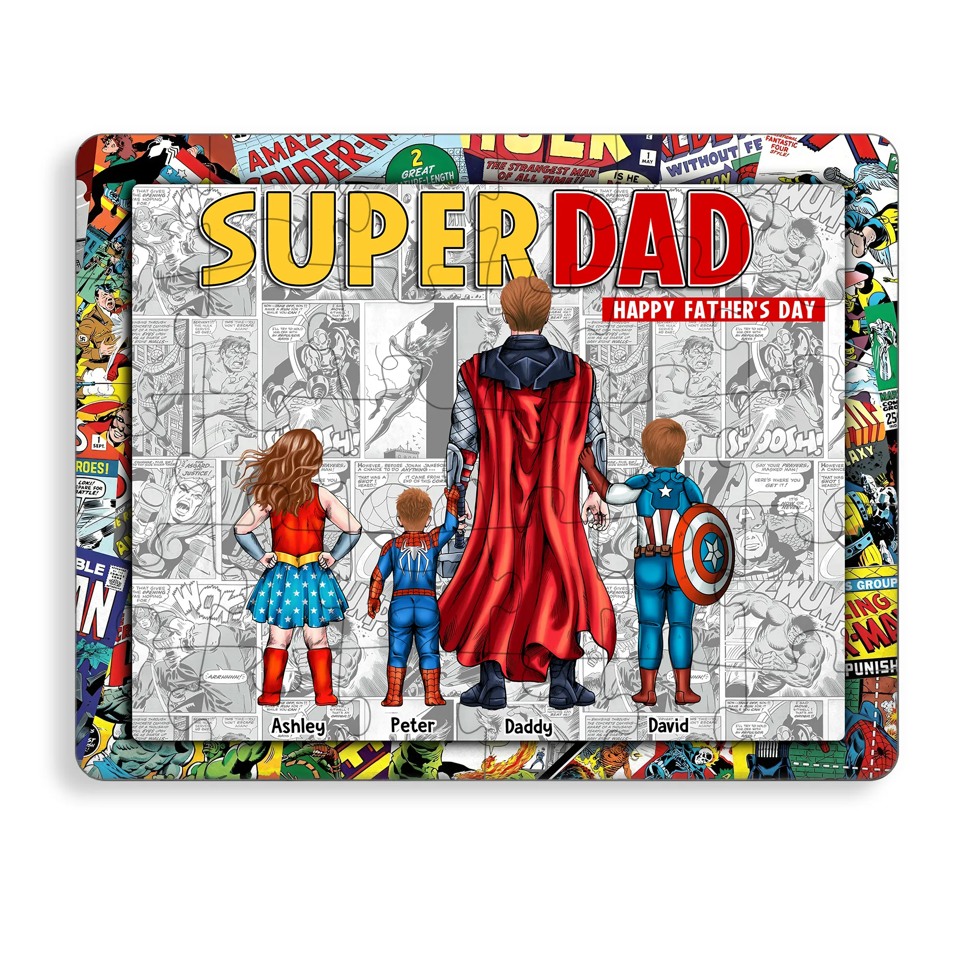 Personalized Super Dad Puzzle Custom Name Gift for Dad
