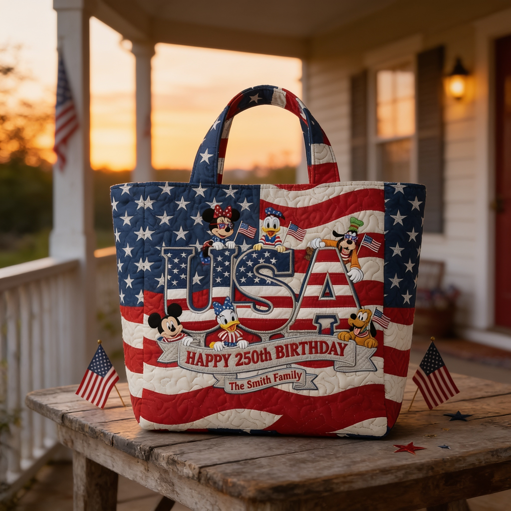 Personalized Quilted Tote Bag USA Freedom Theme Independence Gift