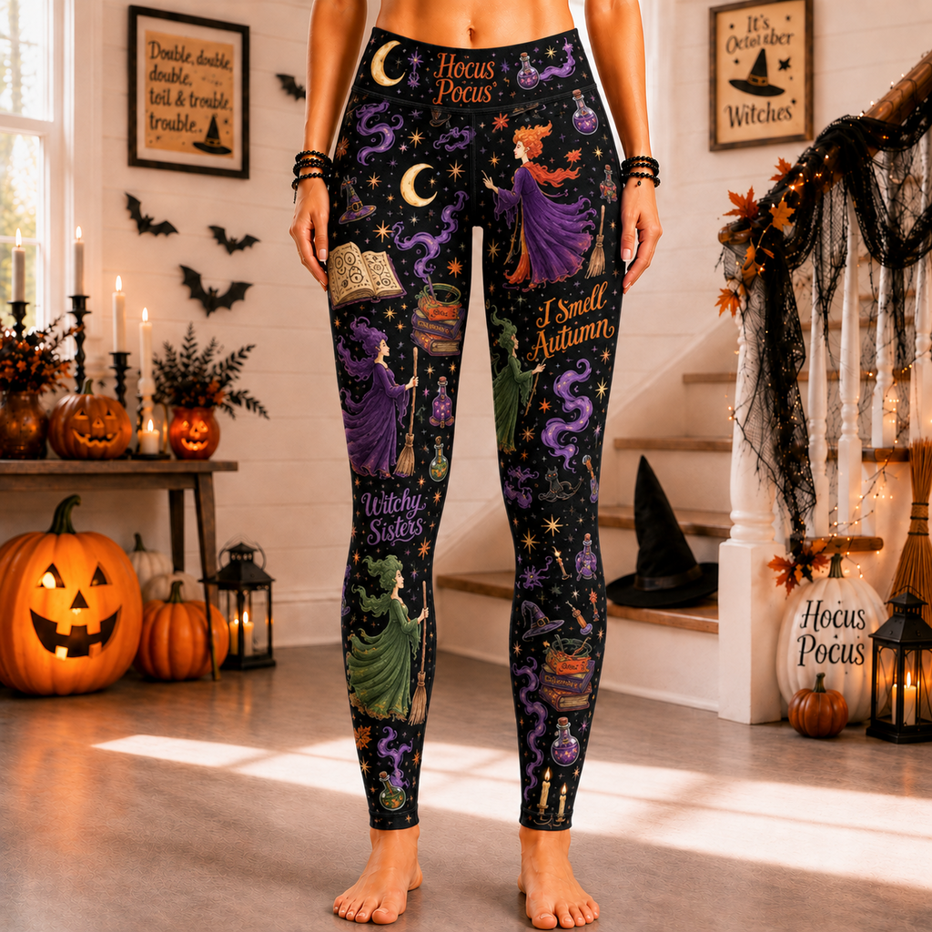 Personalized Halloween Witch Leggings for Women, Customizable Costume Gift Legging GradoCreations