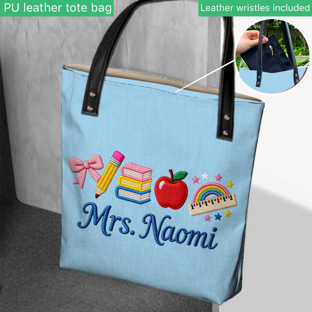 Personalized Teacher Tote Bag Custom Name Gift for Educators