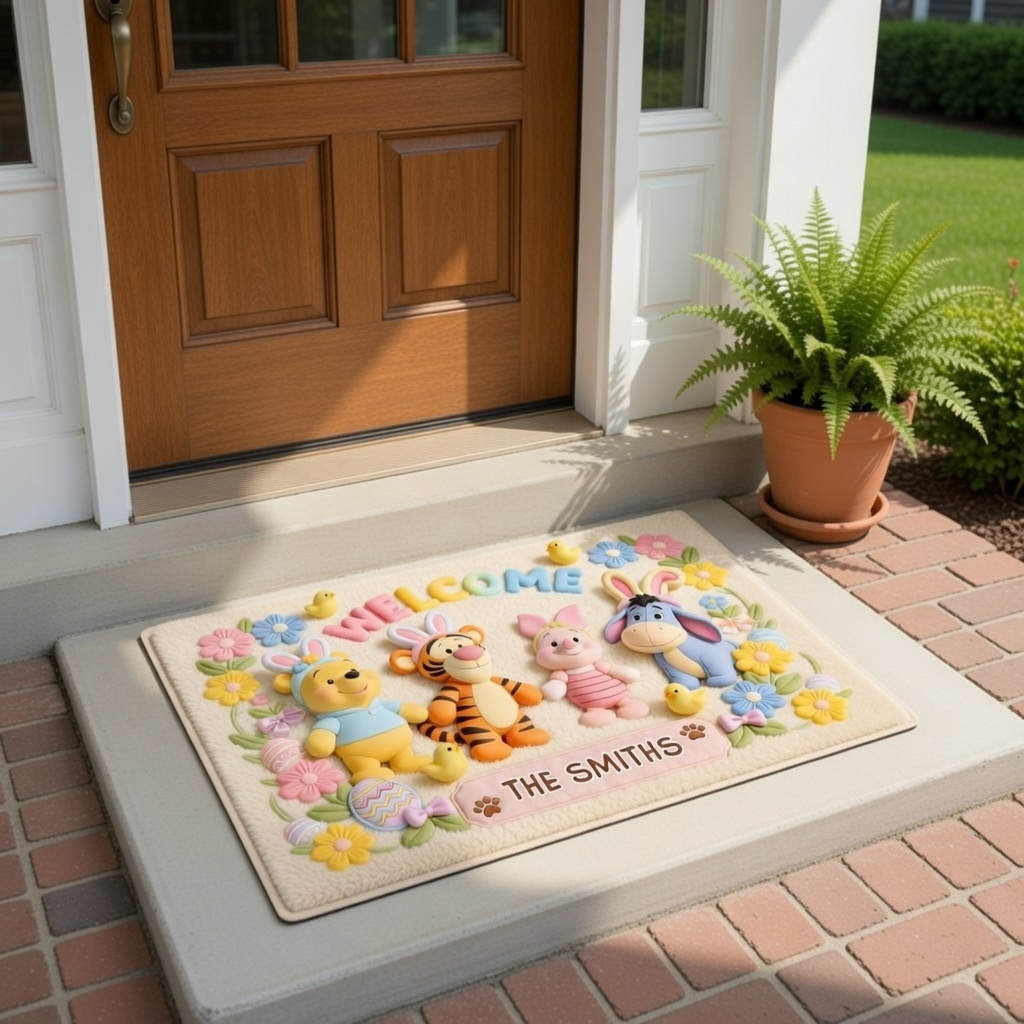 Personalized Easter Door Mat Family Welcome Gift for Home Decor
