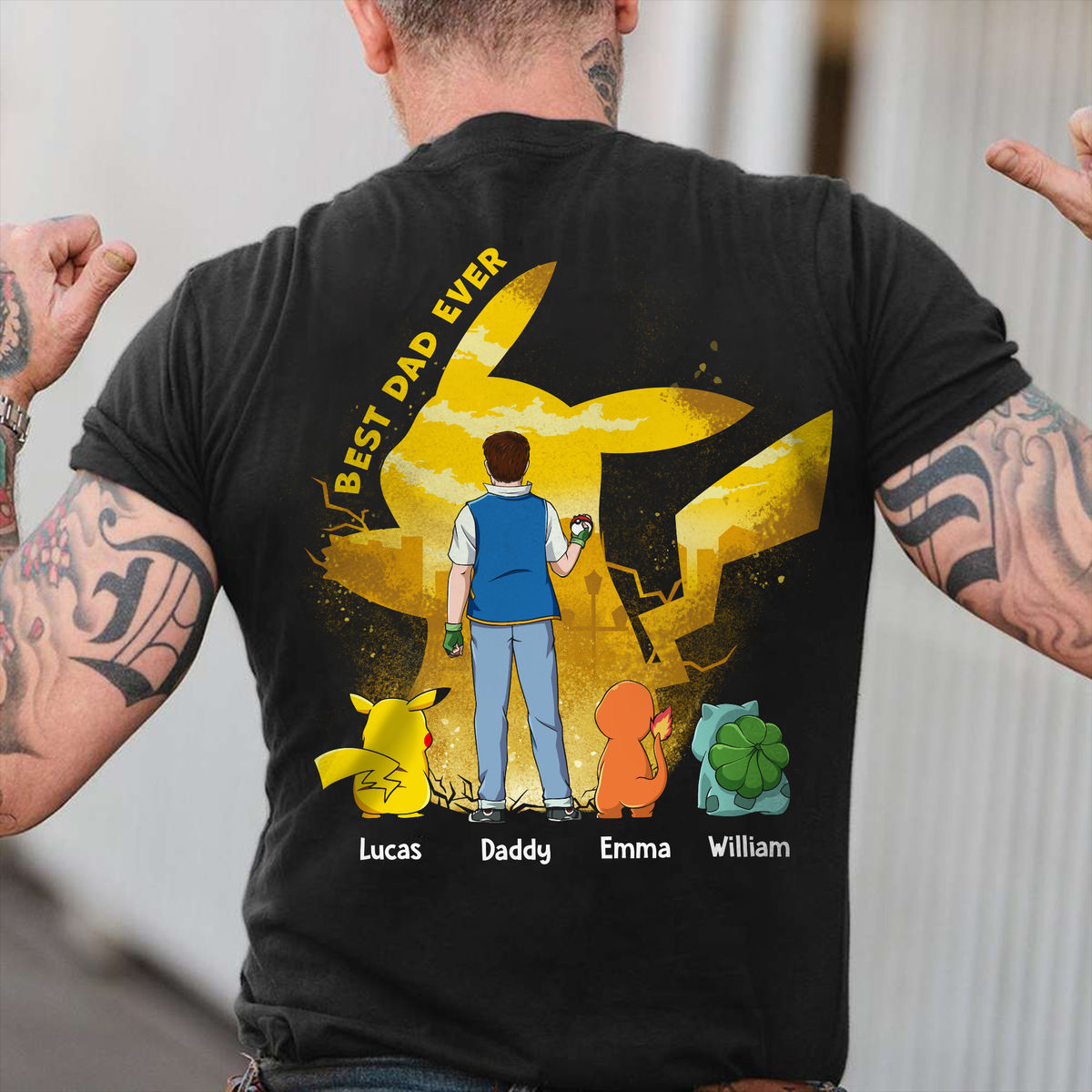 Personalized PokéDad T-Shirt Gift for Dad, Father's Day