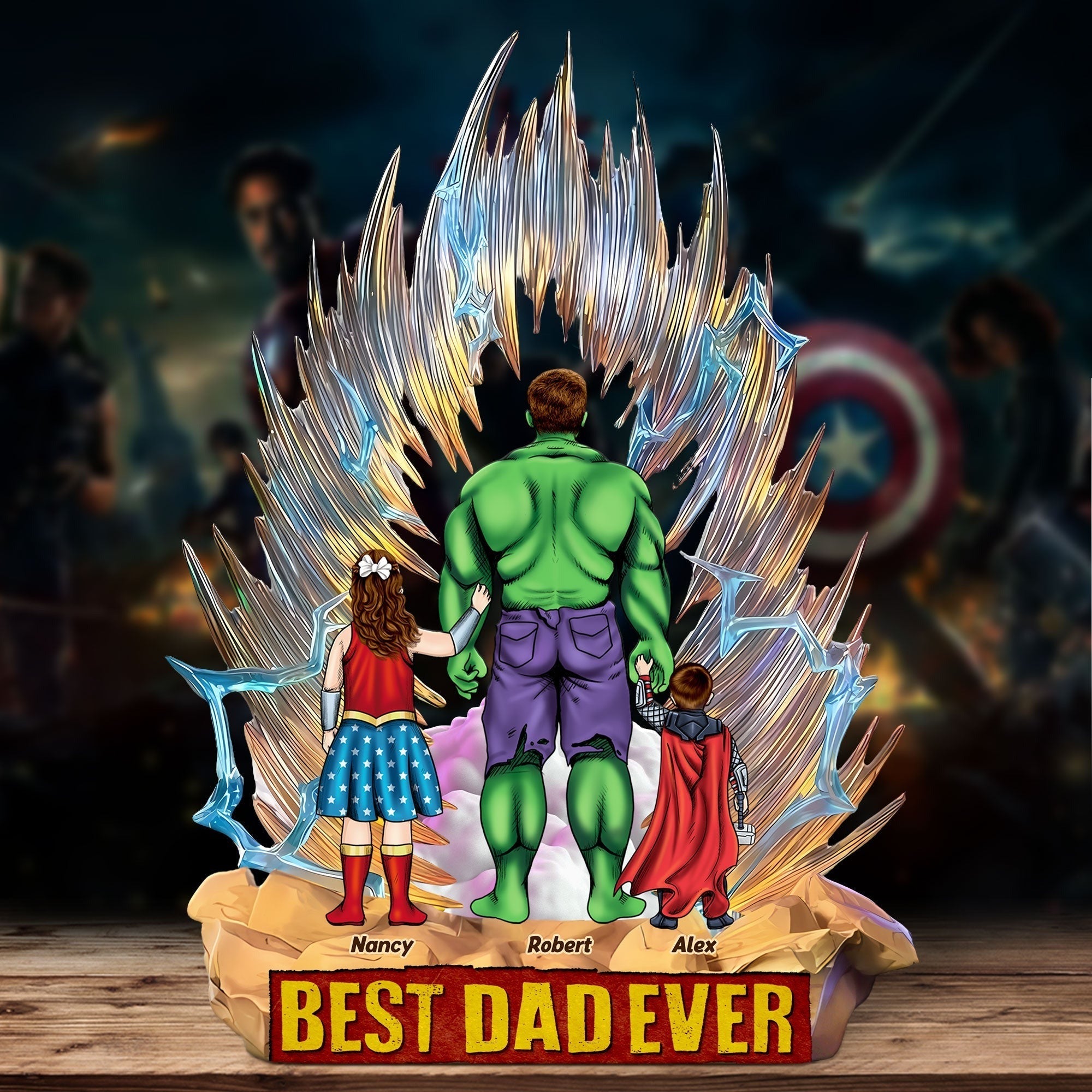Custom Superhero Best Dad Ever Acrylic Plaque Gift for Dad