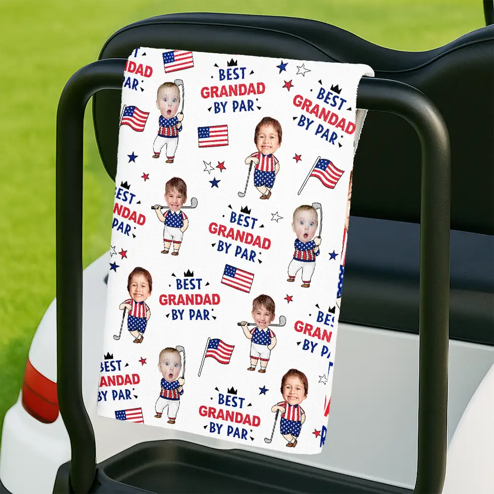 Personalized Funny Golf Towel Custom Photo Best Dad By Par Gift for Father's Day