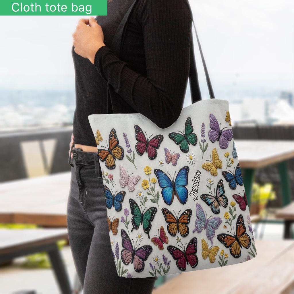 Personalized Butterfly Tote Bag Custom Name Gift for Her