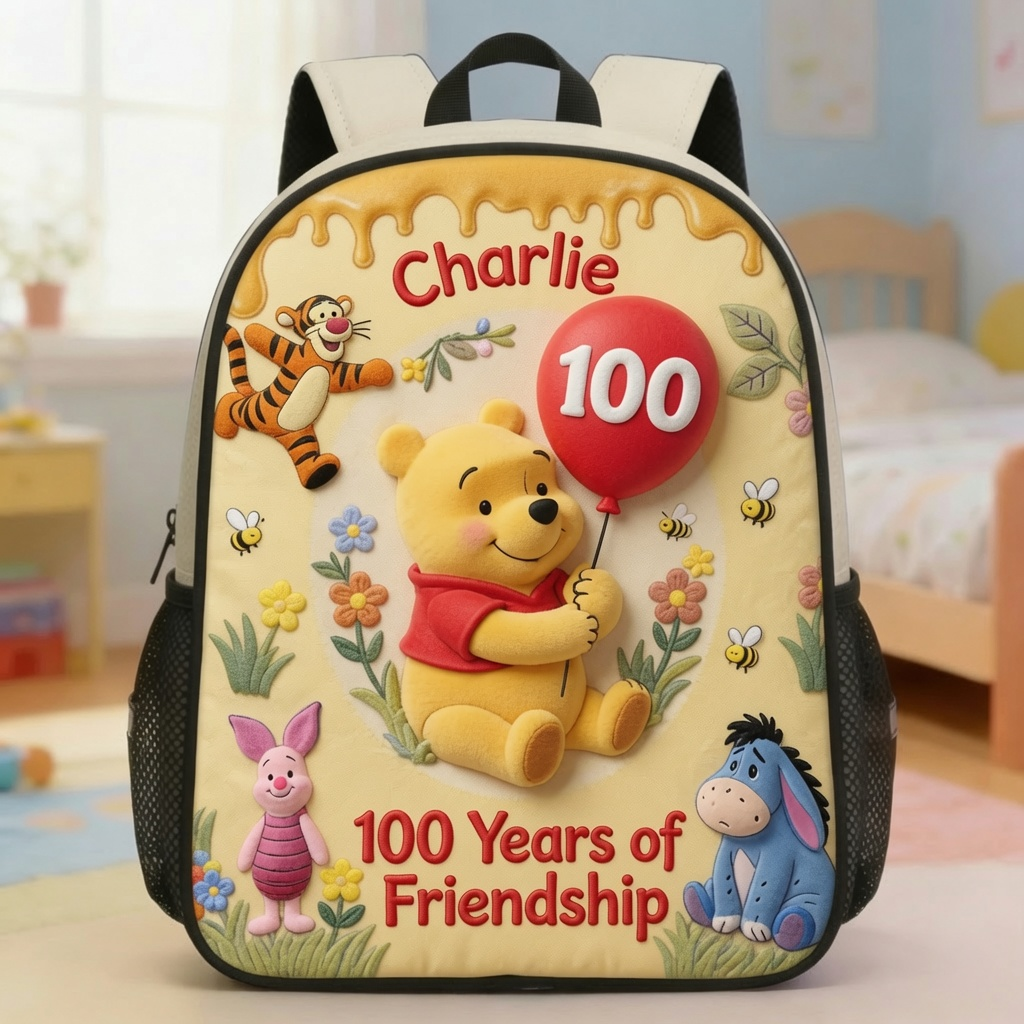Personalized 4-Piece Kids School Backpack Set with Lunch Bag, Pencil Case & Water Bottle - Cartoon Design Gift for Girls