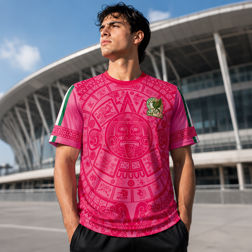 Personalized Aztec Calendar Pink Soccer Jersey Gift for Football Lovers