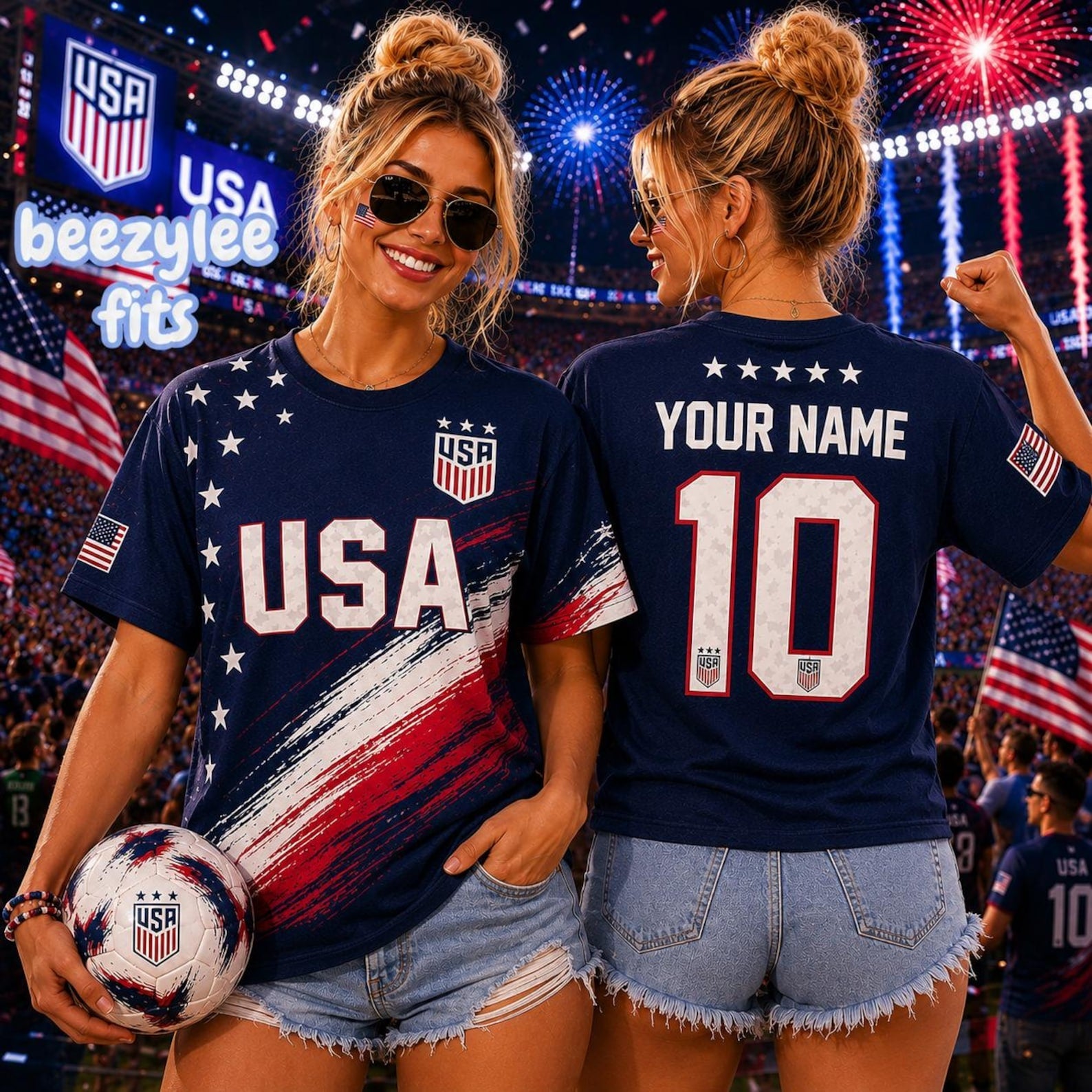 Personalized USA Soccer Crop Top Jersey Custom Name Gift for Fans