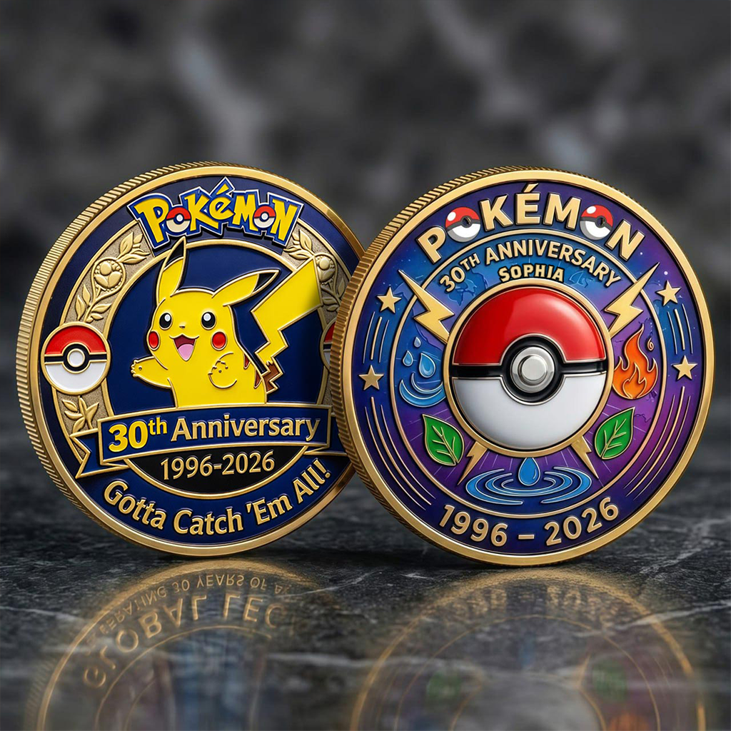 Personalized 30th Anniversary Pokémon Coin Gift for Fans