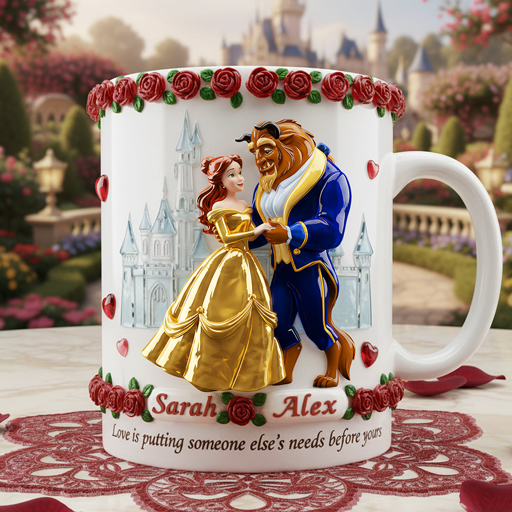 Personalized Movie Couple Mug with Names & Roses - Gift for Anniversary