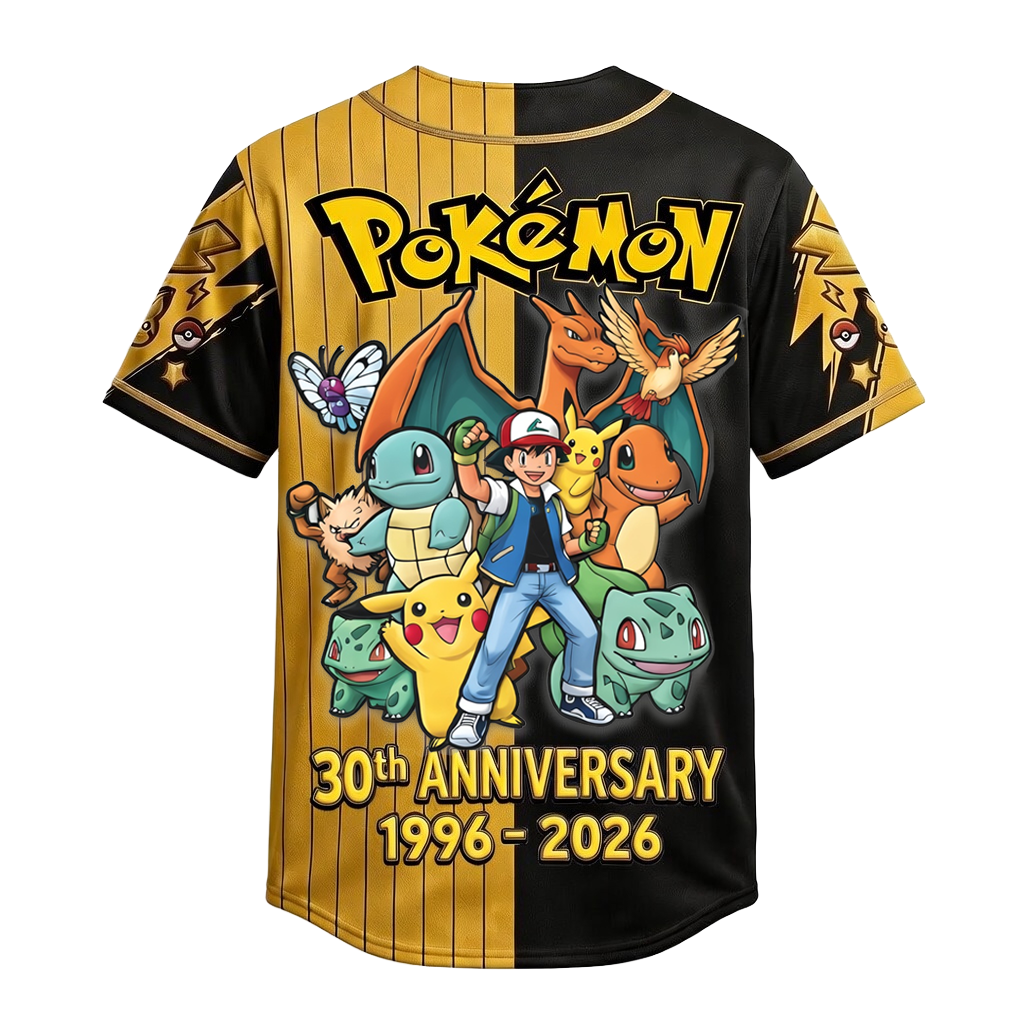 Personalized Pokémon Baseball Jersey for Kids & Adults - Anniversary Gift