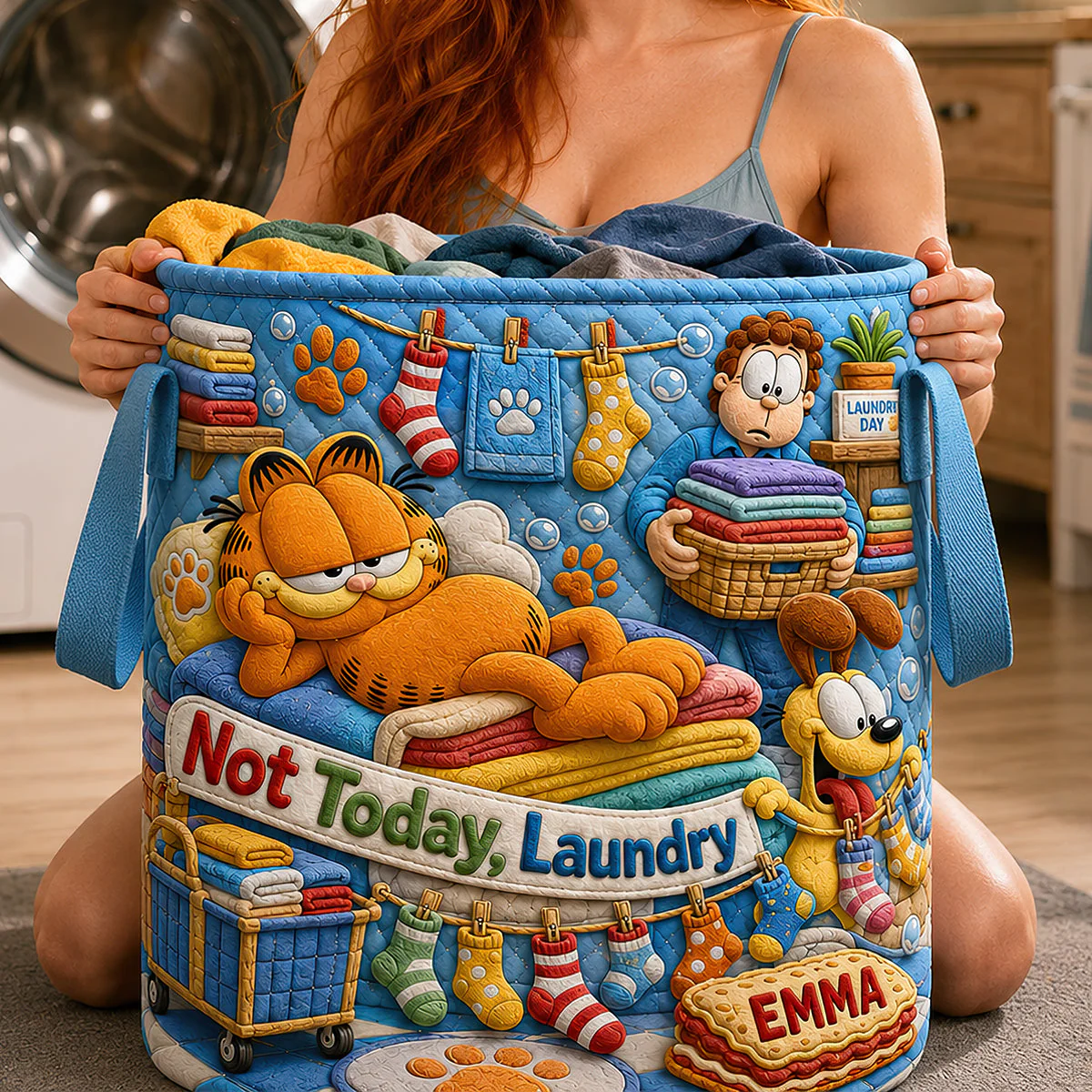 Personalized Quilted Laundry Basket Unique Family Gift for Mom Quilted Laundry Basket GradoCreations