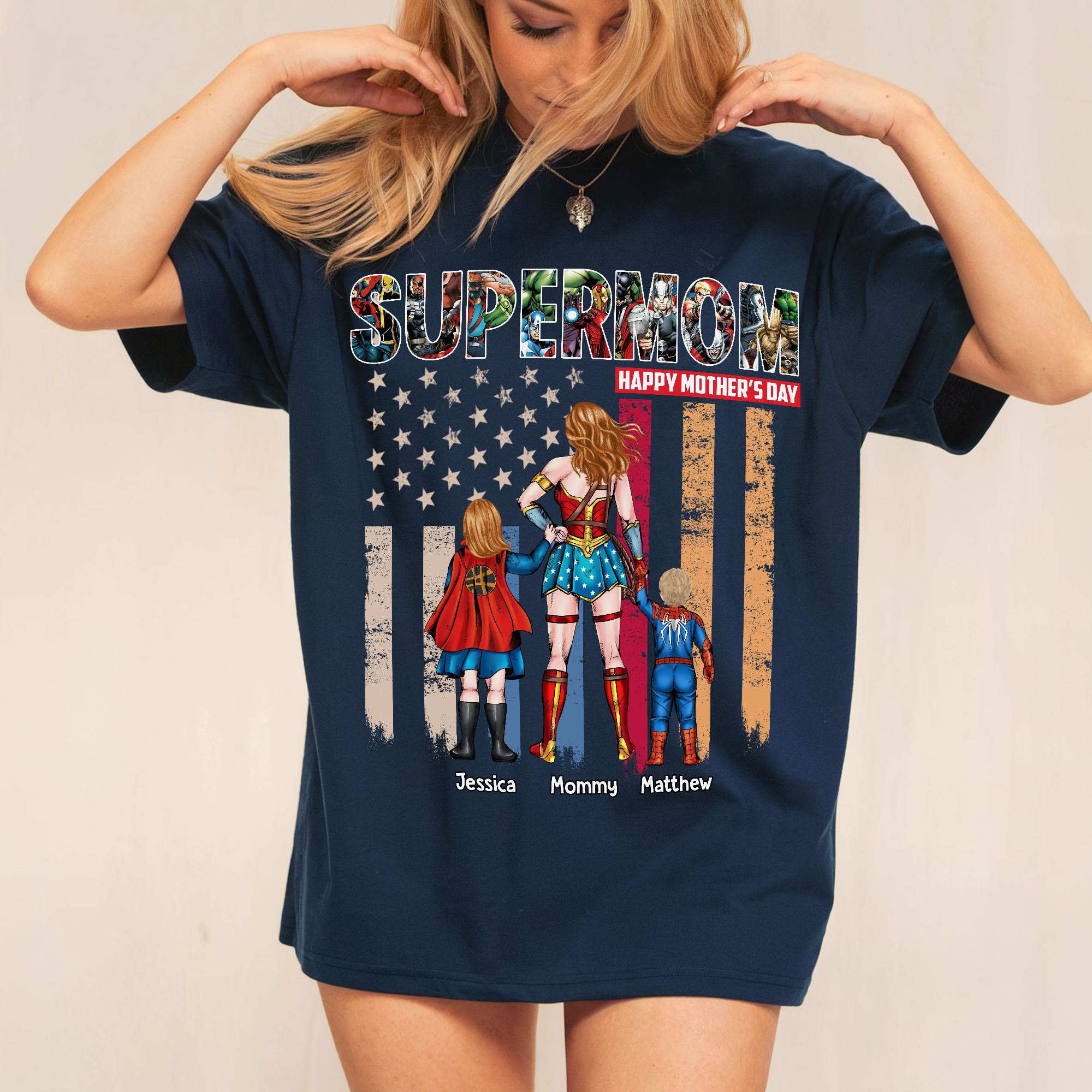 Personalized SuperMom Happy Mother's Day Shirt Gift for Mom
