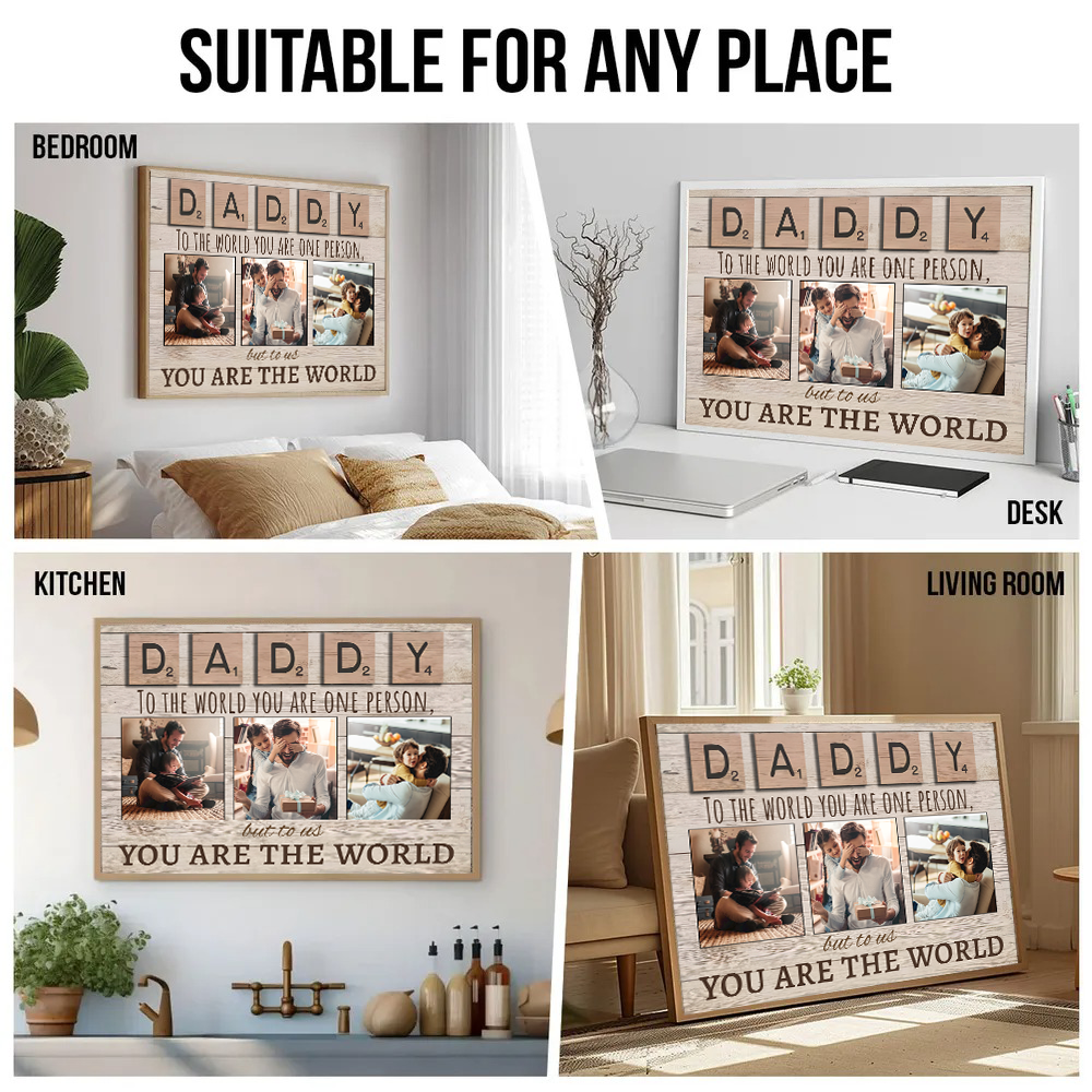 Personalized Photo Canvas Dad Gift You Are The World