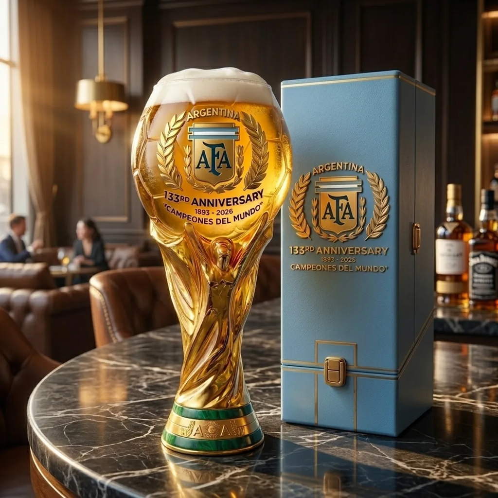 Personalized Argentina Trophy Beer Glass Gift for Football Fans