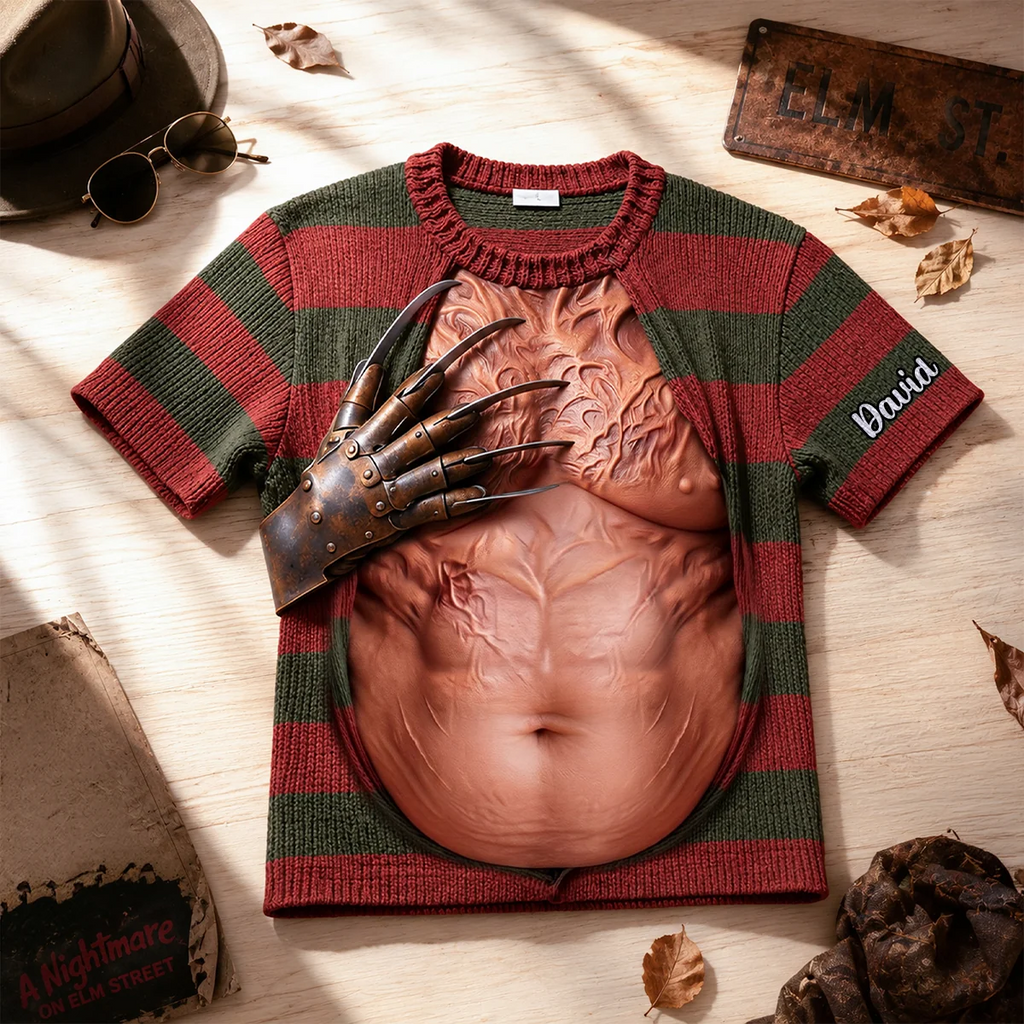 Custom Freddy Krueger Horror Costume AOP T-Shirt | Funny Halloween Gift AOP Tshirt GradoCreations