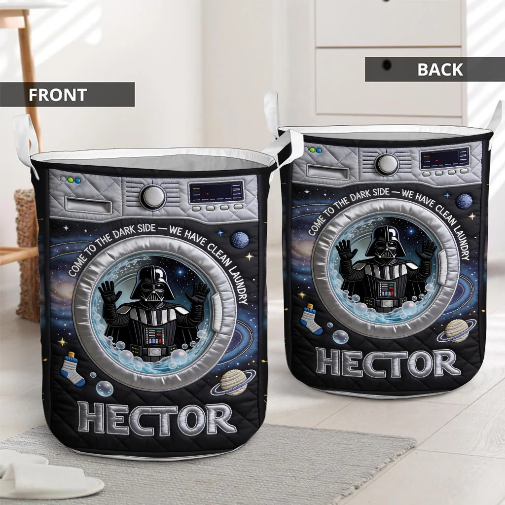 Personalized Quilted Laundry Basket Custom Name Gift for Dad Quilted Laundry Basket GradoCreations