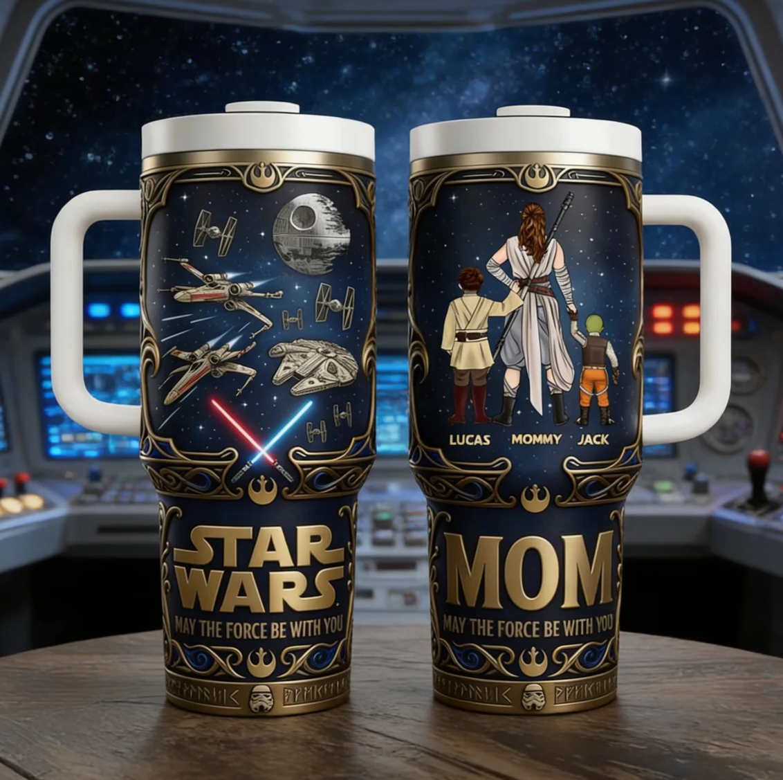 Personalized Star Wars Tumbler with Mom Design - Gift for Her Tumbler GradoCreations