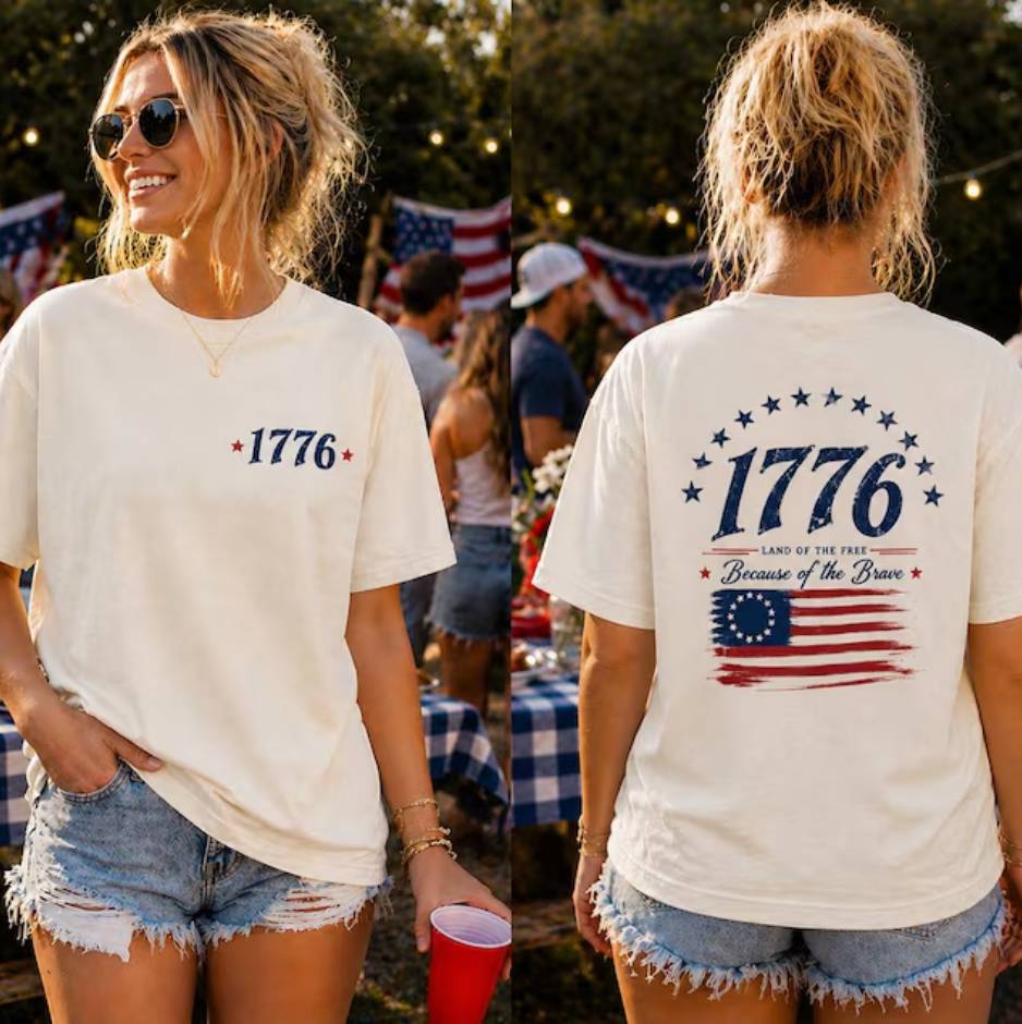 Personalized Vintage USA Flag Comfort Shirt Gift for Dad Back&Front Comfort Shirt GradoCreations