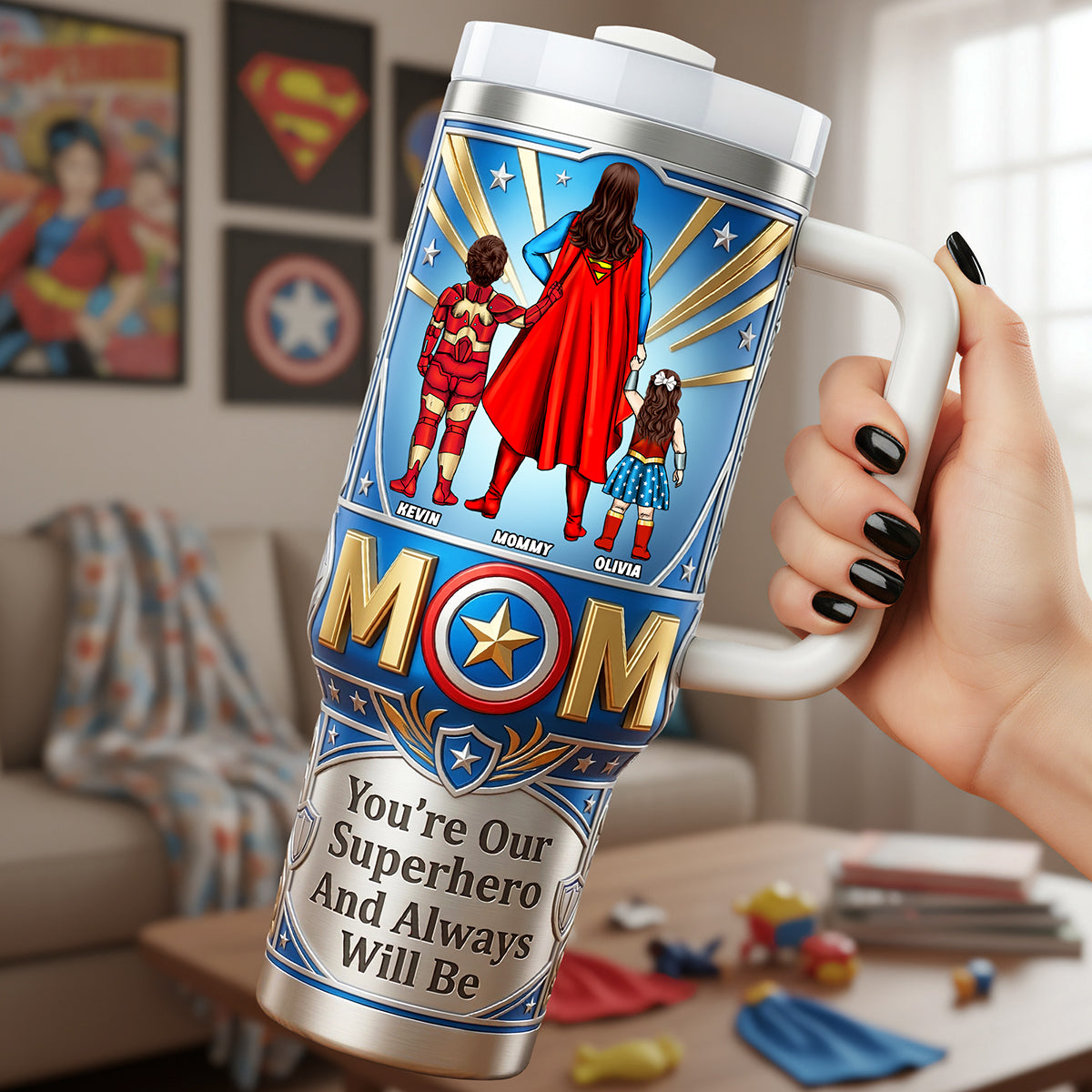 Personalized Superhero Mom Tumbler Gift for Mother's Day Tumbler GradoCreations