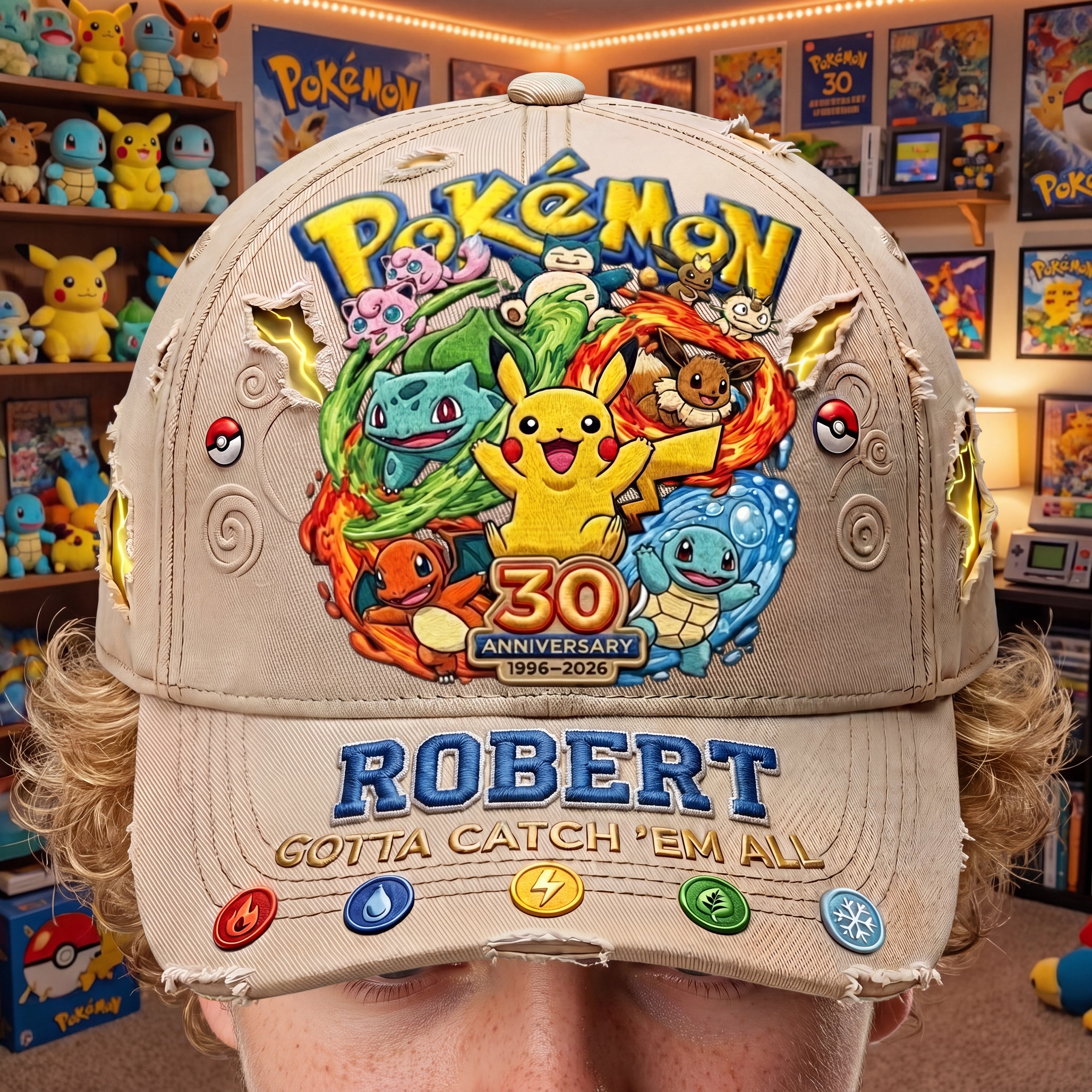 Personalized Pokémon 30th Anniversary Classic Cap Custom Name Gift