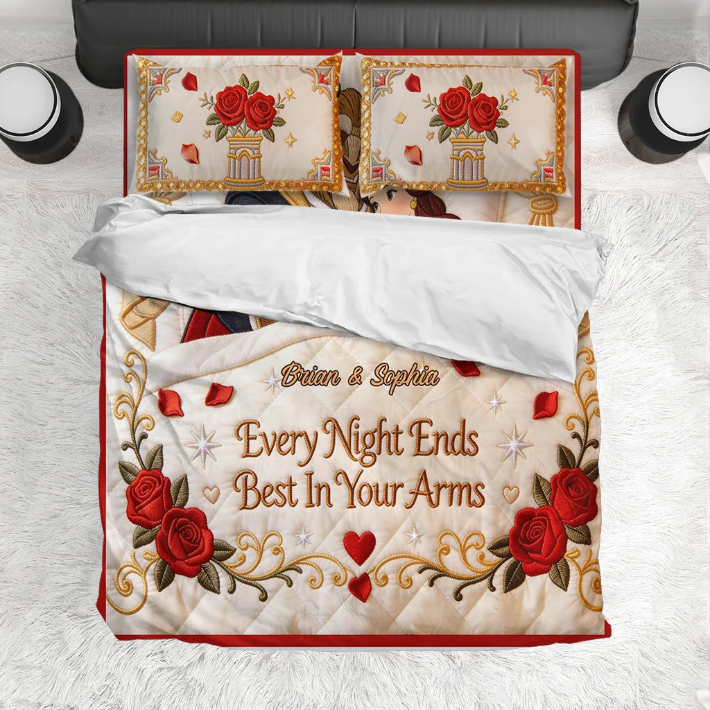 Personalized Quilted Bedding Set Custom Name Gift for Couple Quilted Bedding Set GradoCreations