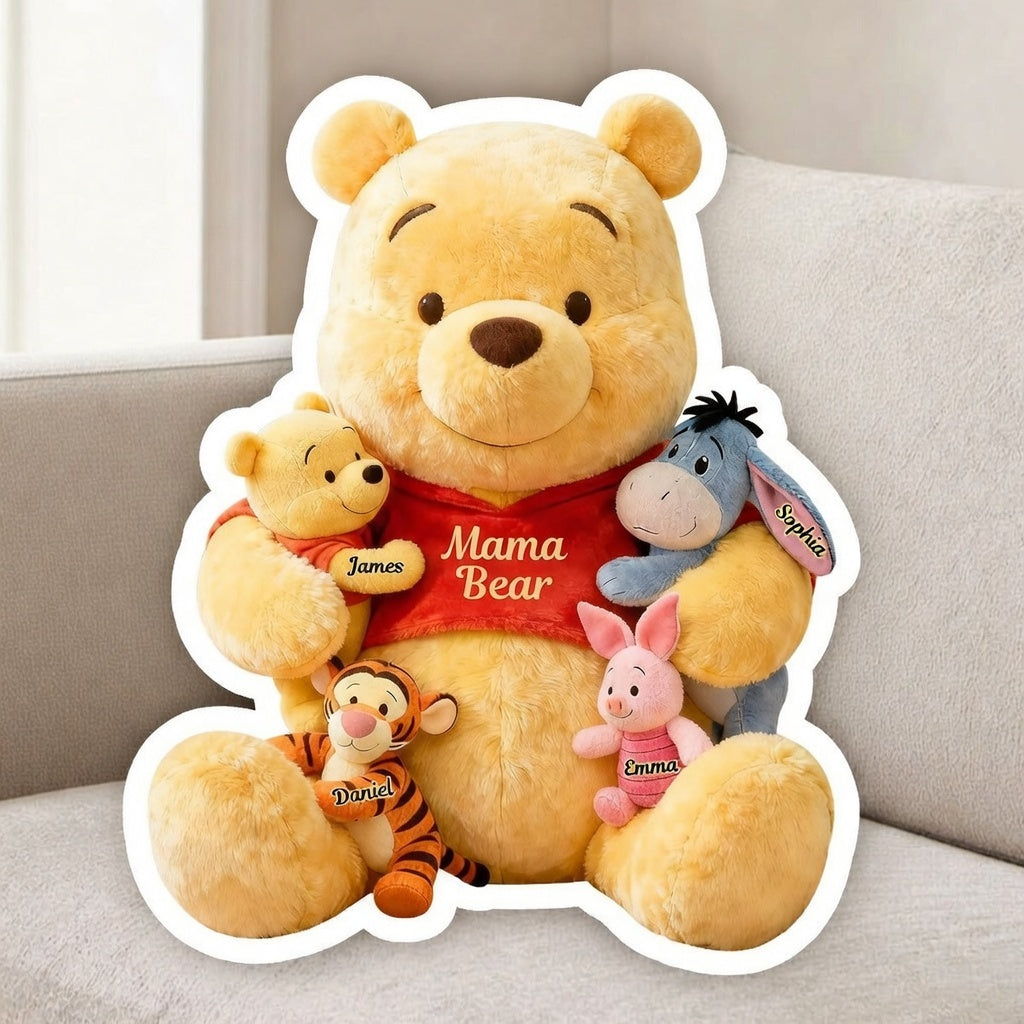 Personalized Mama Bear Shaped Pillow Custom Name Gift for Mom Pillow GradoCreations