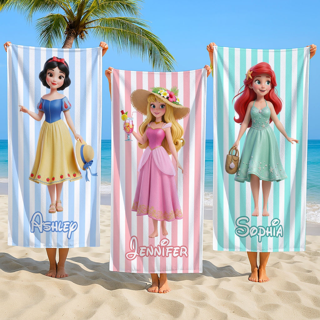 Personalized Beach Towel with Disney Princesses for Kids Vacation Gift