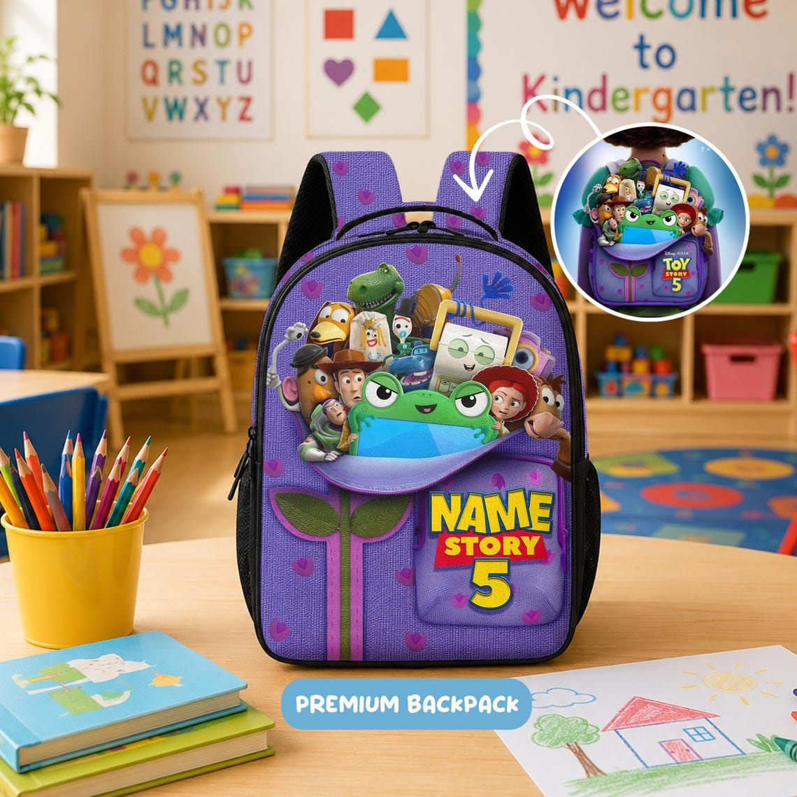 Personalized Toy Story Backpack Lunch Bag Pencil Case Set for Kids
