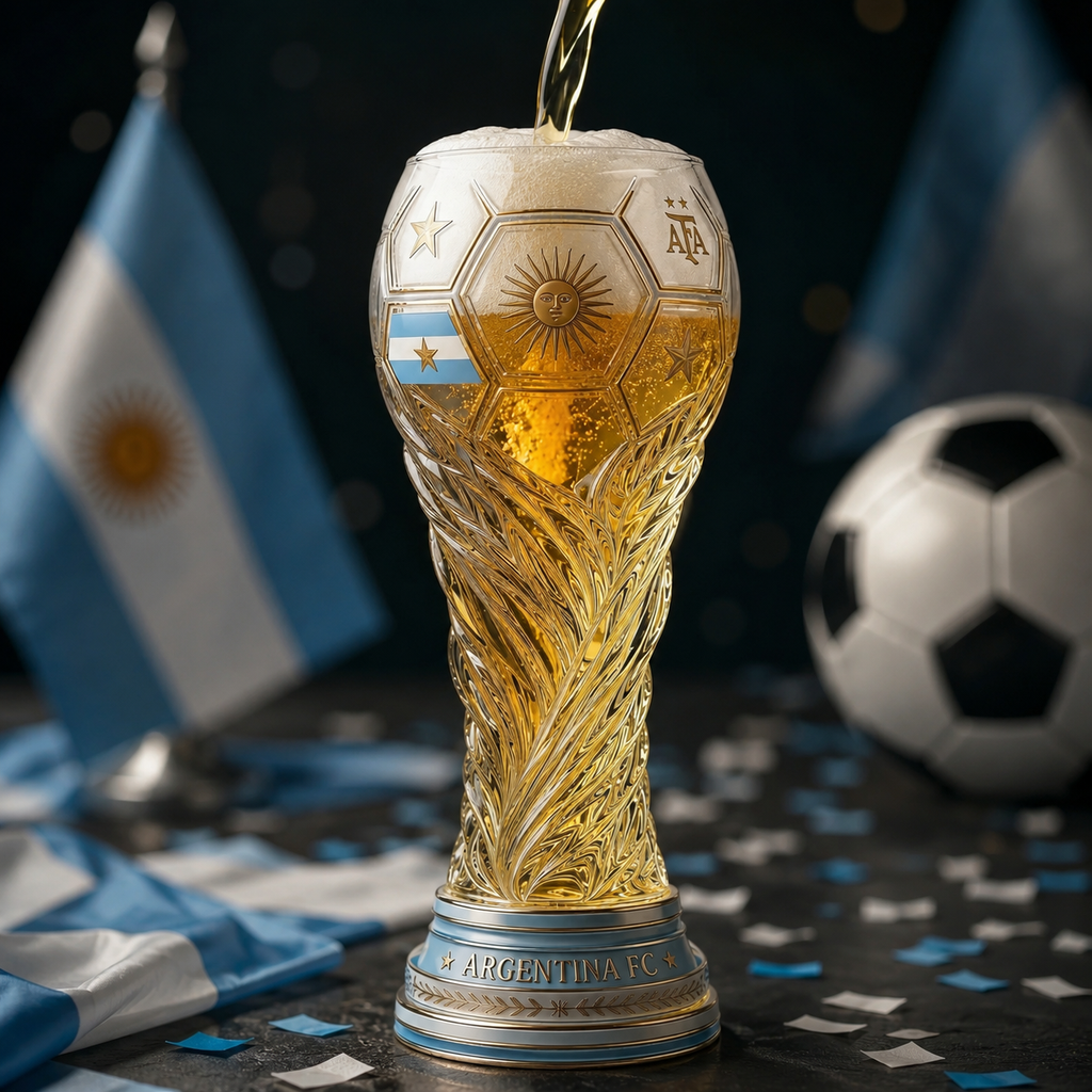 Personalized Trophy Beer Glass for Argentina Football Fans Gift