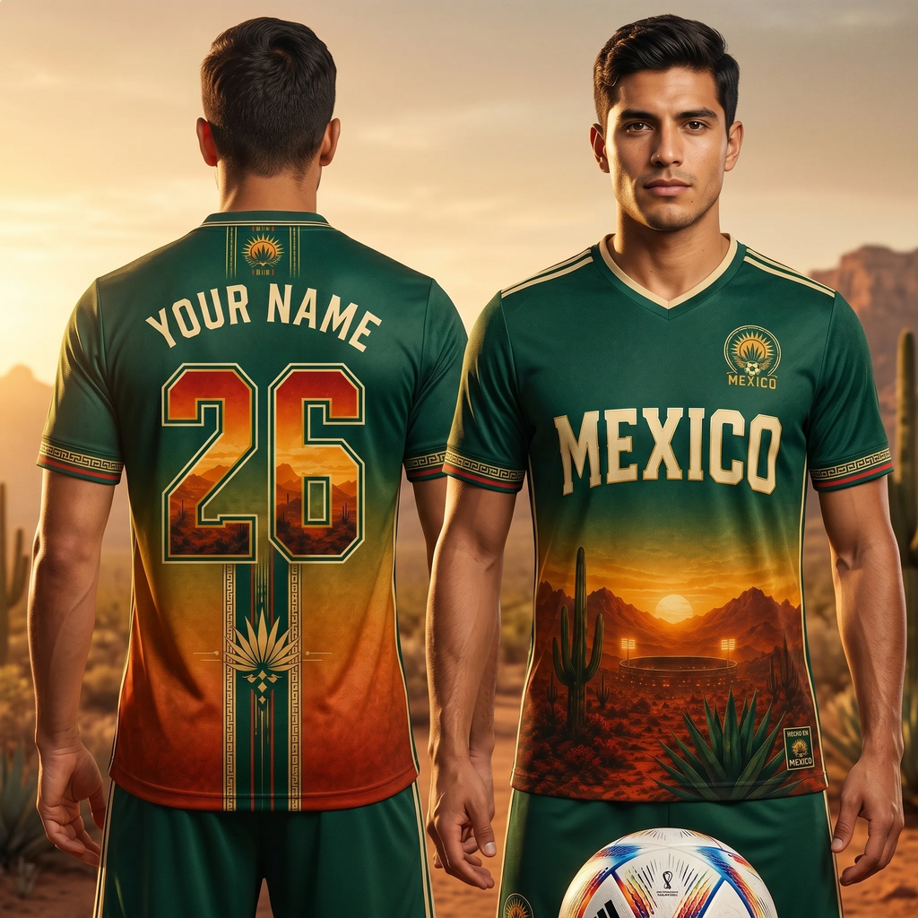 Personalized Mexico Sunset Soccer Jersey Custom Name Gift for Football Fans