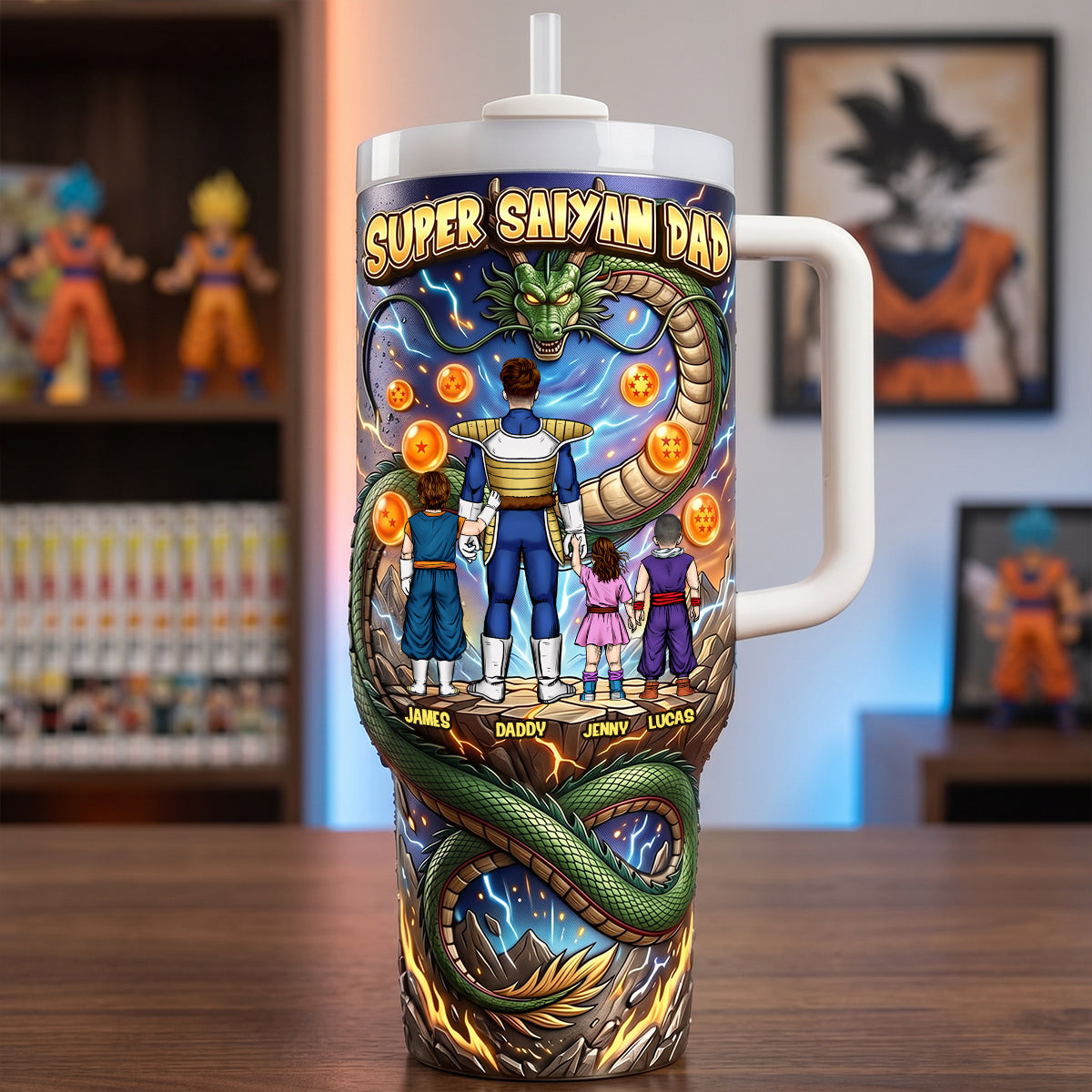 Personalized Super Saiyan Dad Tumbler for Anime Lovers