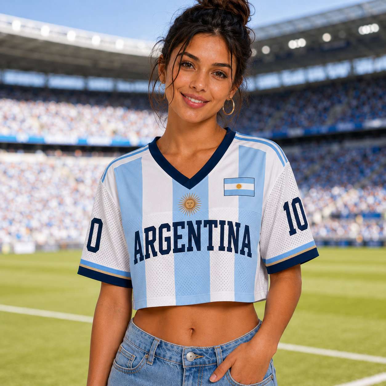 Personalized Argentina Soccer Crop Top Jersey Custom Name Gift for Football Fans