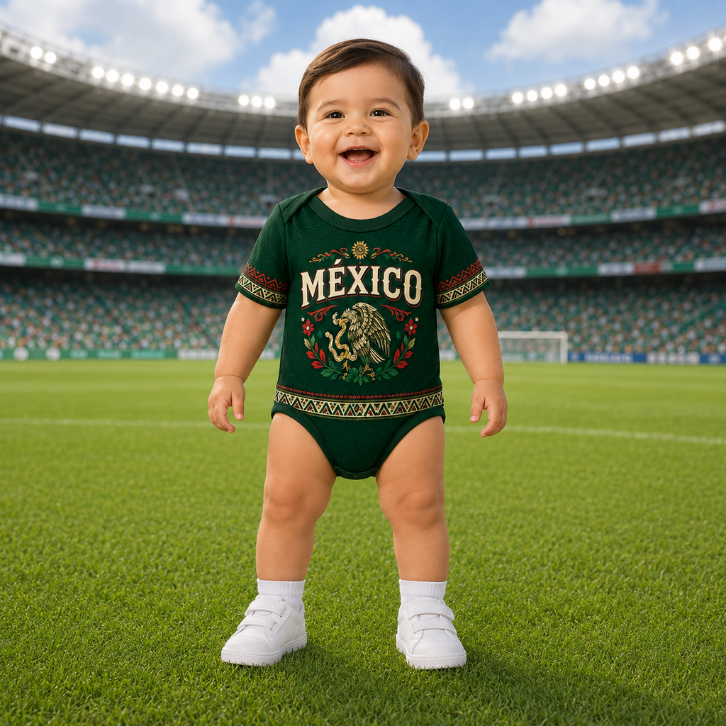 Personalized Mexico Aztec Eagle Baby Jersey Bodysuit Gift for New Parents