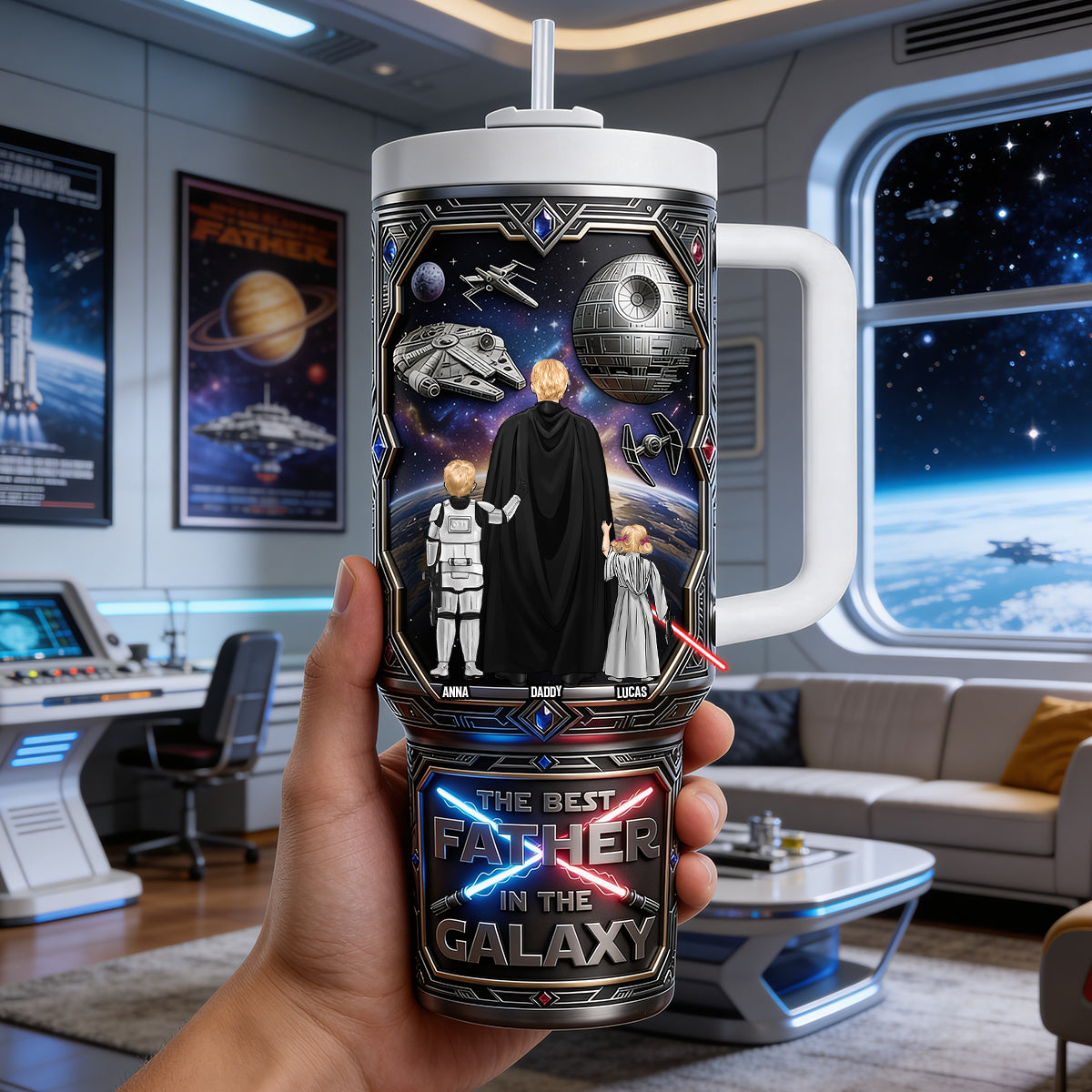 Personalized Tumbler Best Dad in the Galaxy Gift for Dad Tumbler GradoCreations