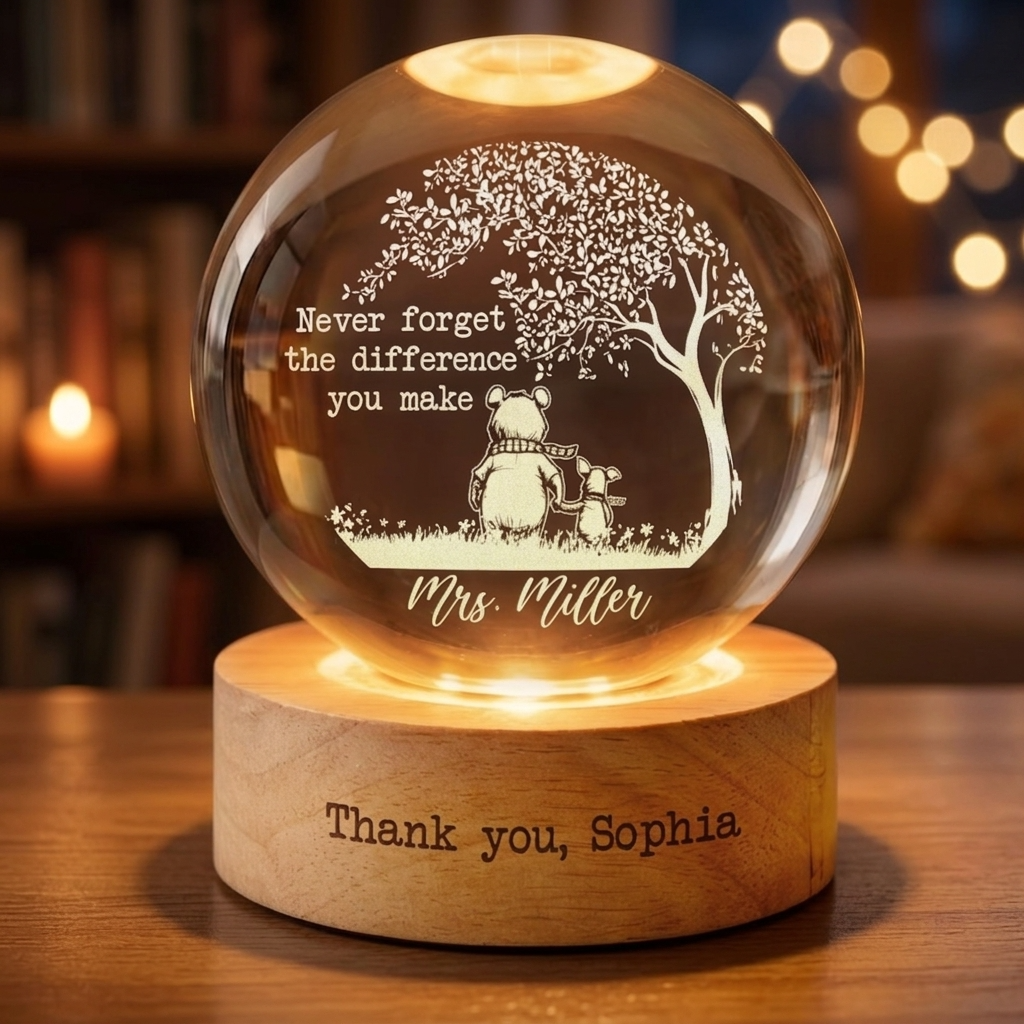 Personalized Crystal Globe Lamp Gift for Teacher Thank You