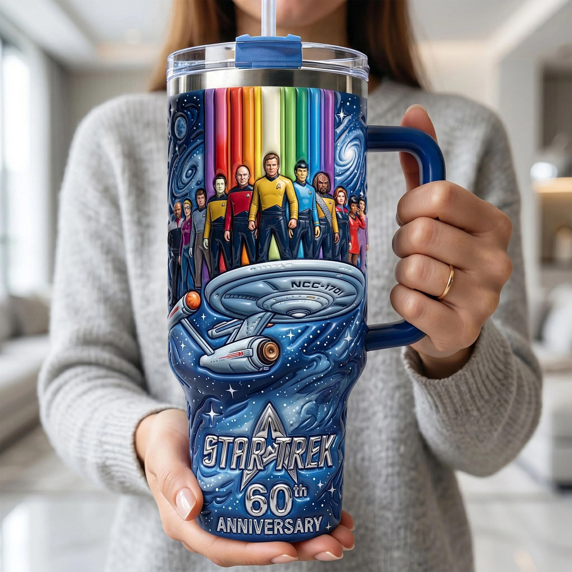Personalized Star Trek 60th Anniversary Tumbler Gift for Movies Fans Tumbler GradoCreations