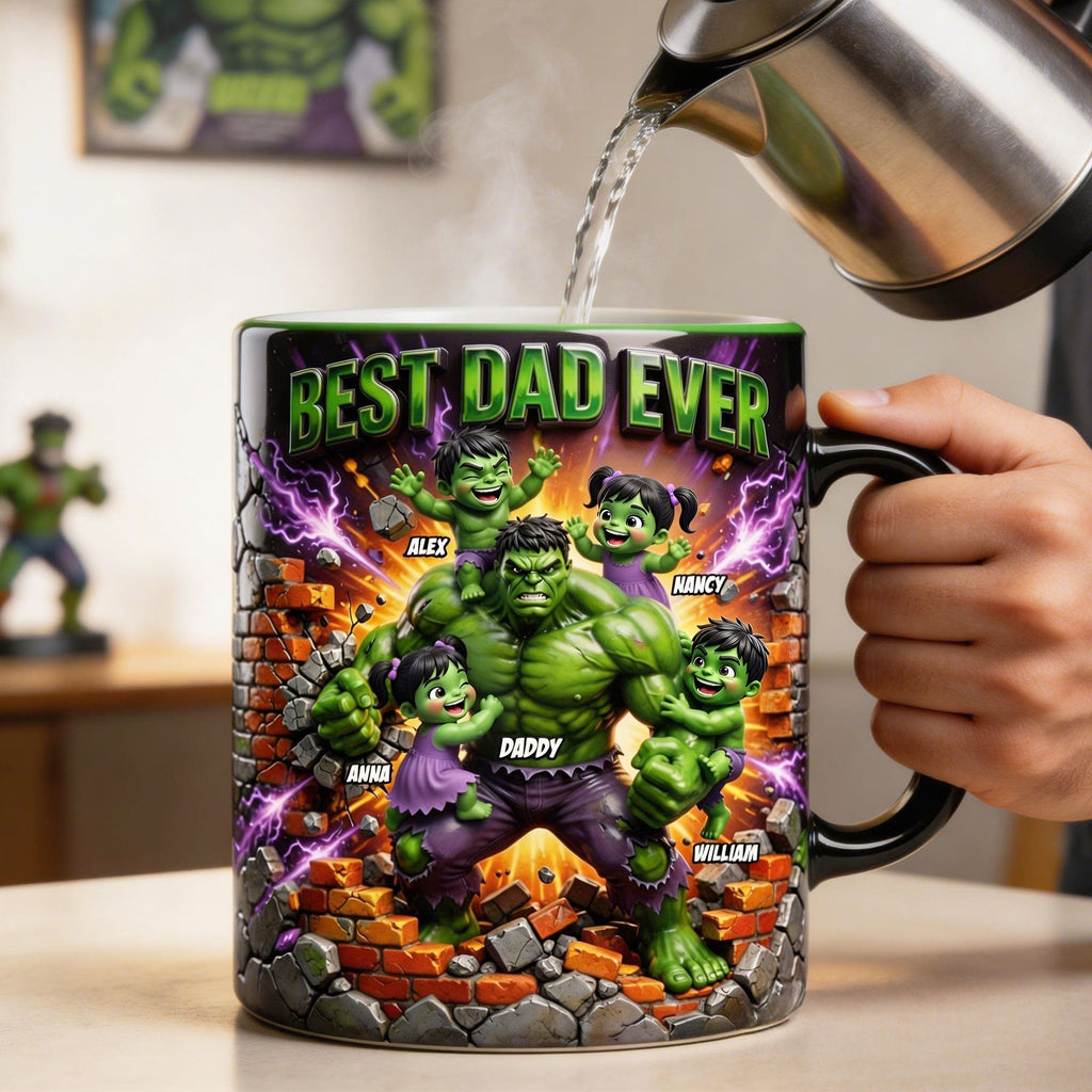 Personalized Hulk Dad Mug Color Changing Gift for Dad
