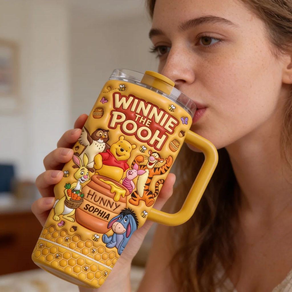 Personalized Winnie the Pooh Tumbler Custom Name Gift for Movie Fans Tumbler GradoCreations
