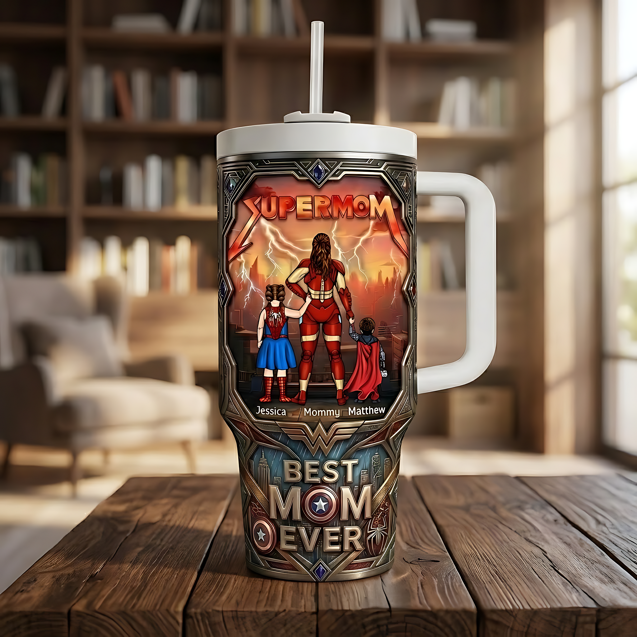 Personalized Super Mom Tumbler Custom Gift for Mom