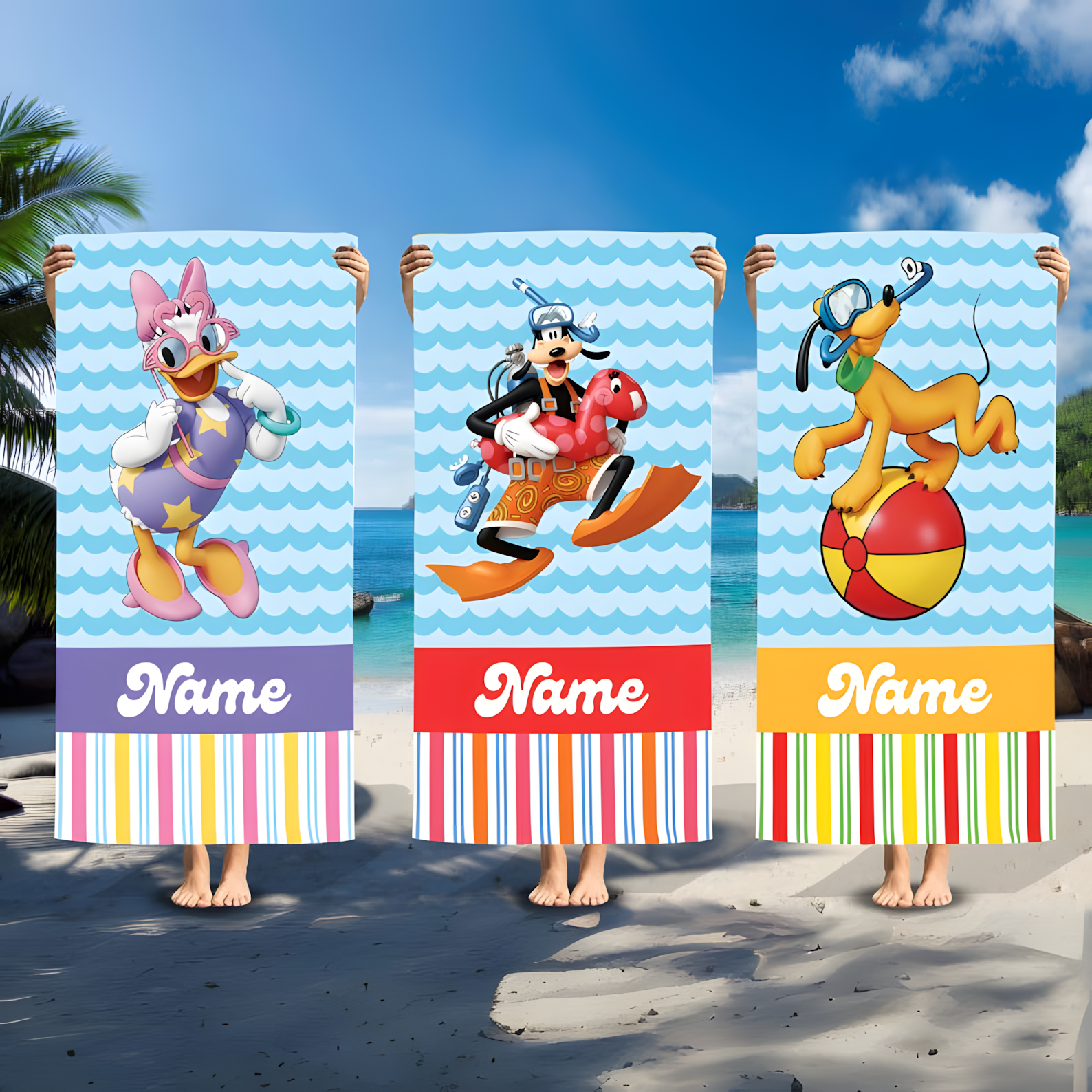 Personalized Disney Beach Towel Summer Vibe Gift for Kids