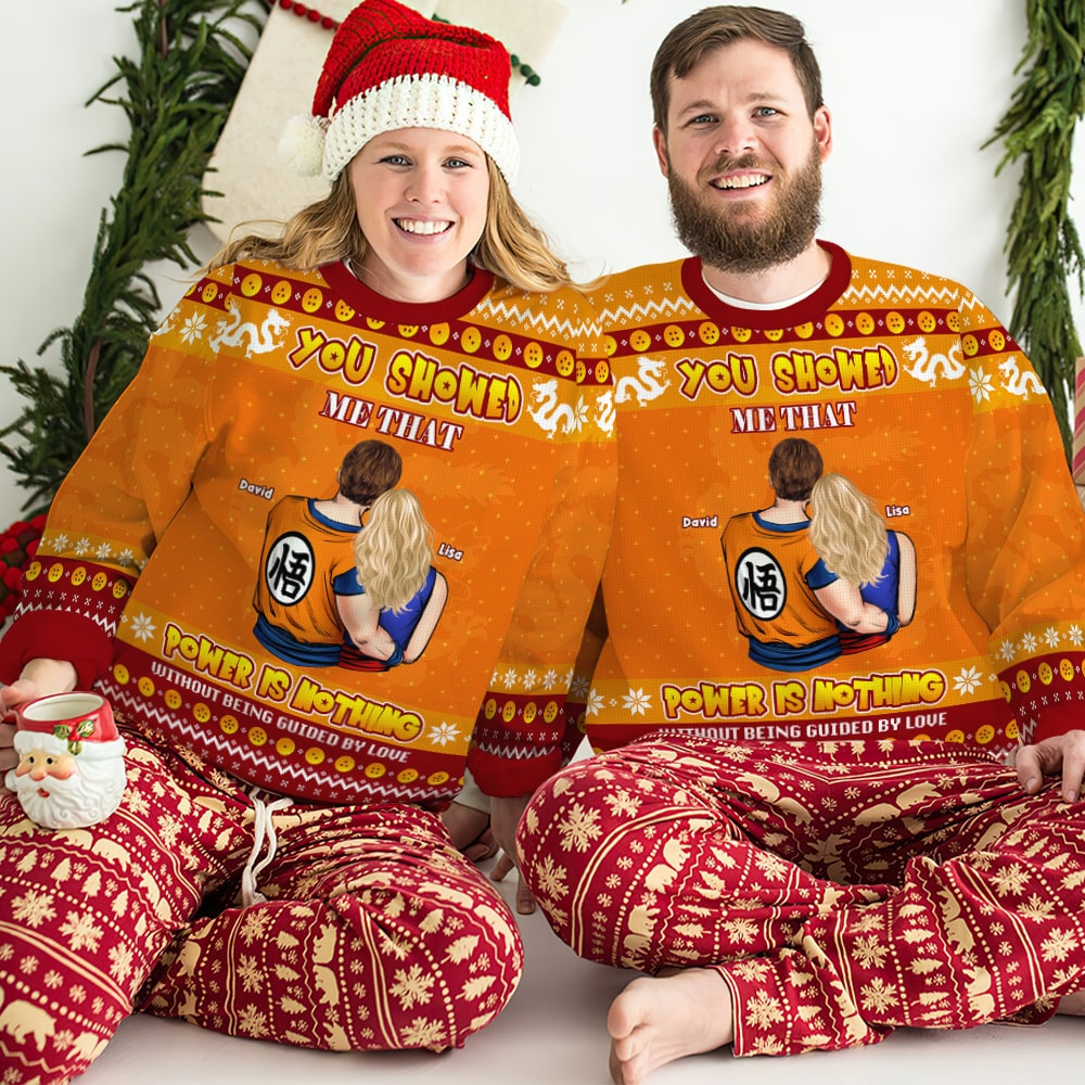 Personalized Ugly Sweater for Couples with Custom Names - Gift for Anniversary or Christmas