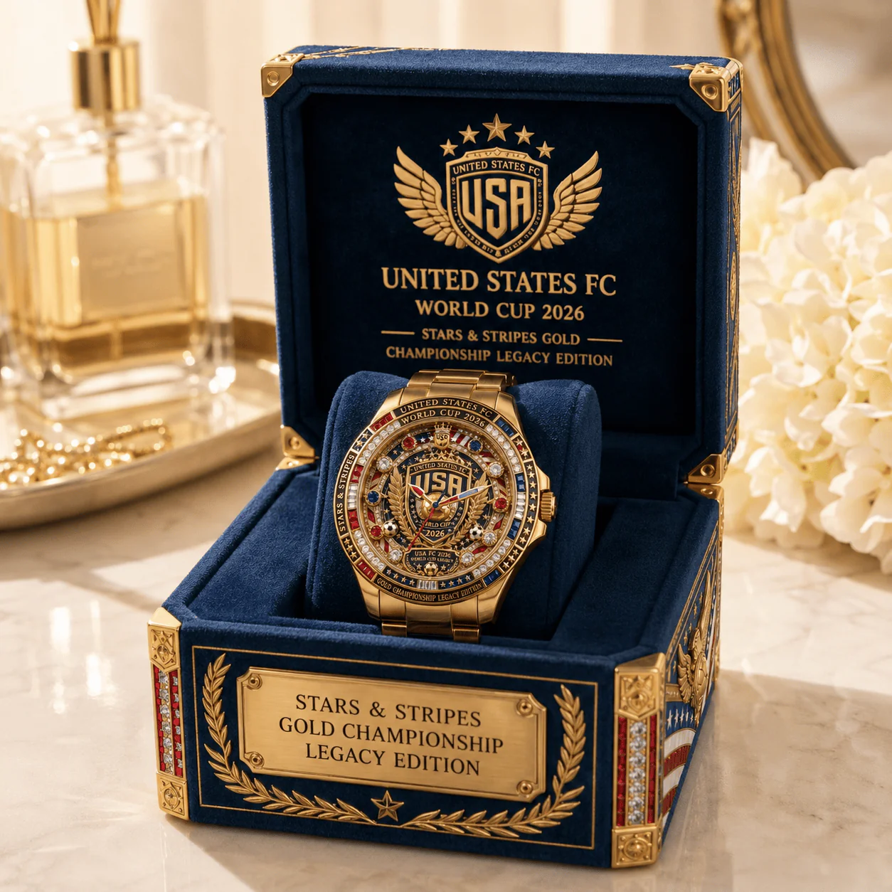 Men's Gold Soccer World Cup 2026 Wrist Watch Gift for Him